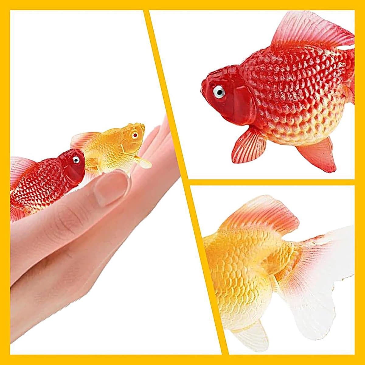 2 Stuks Drijvende Kunstmatige Goudvissen - Aquarium decoratie - Natuurlijke Bewegende Nepvissen Voor Aquarium - Kunstmatige vis - kleurrijke en realistische - Realistische hars ornamenten voor vistank landschapsarchitectuur - voor Aquaria - Geel,Rood thumbnail 3