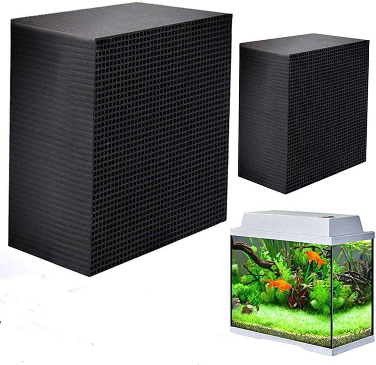 Eco Aquarium Water Cube Cleaner - Actieve Kool Filter voor Sterke Filtratie en Absorptie in Aquarium, Vijvers en Waterbehandelingen (10 x 10 cm / 10 x 5 cm) thumbnail 5