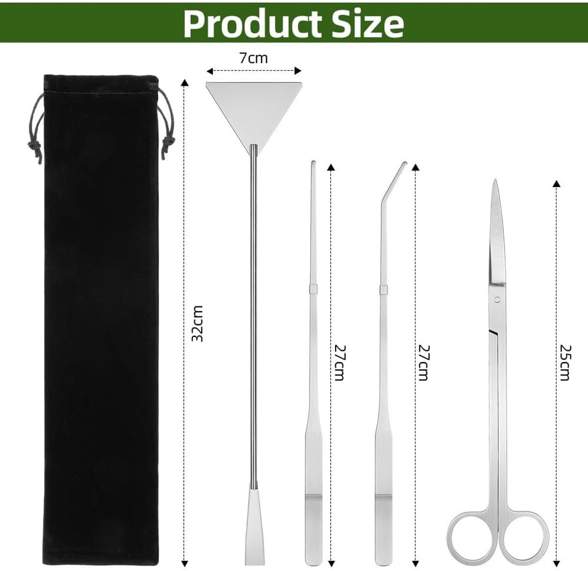 Allecto - Aquarium Aquascaping Tools Set - RVS Schoonmaakset - Voor waterplanten - Set van 4 - Onderhoud aquarium - Ideaal voor aquascaping - Gesch.. thumbnail 14