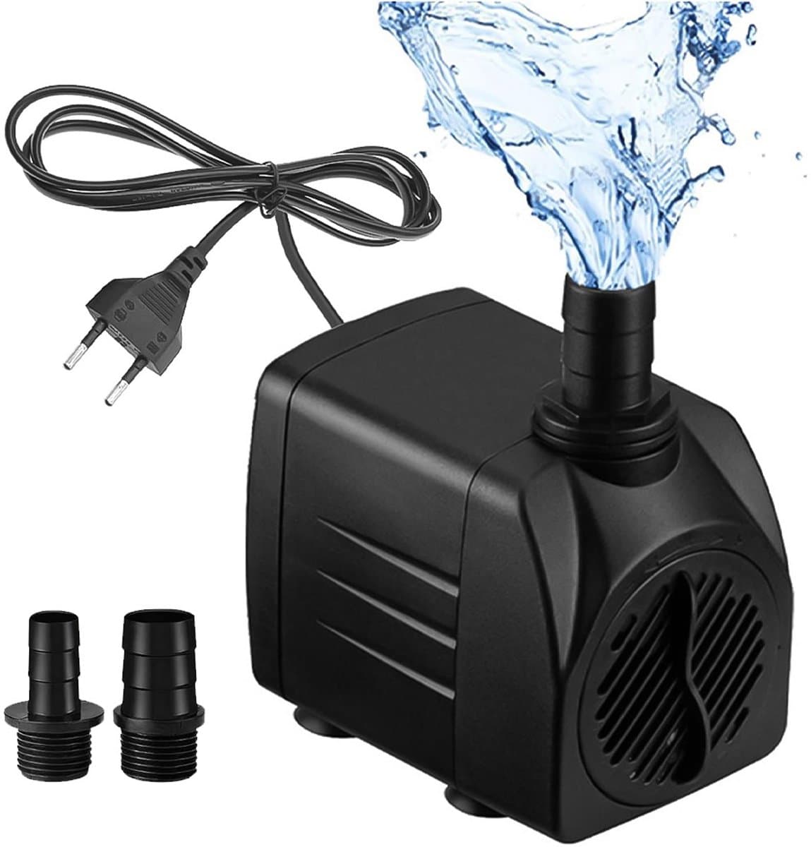 Stille 10 W Mini-Waterpomp 600 L/U - met 1,4 M Snoer en 2 Sproeiers - voor Aquaria, Vijvers en Fonteinen thumbnail 5