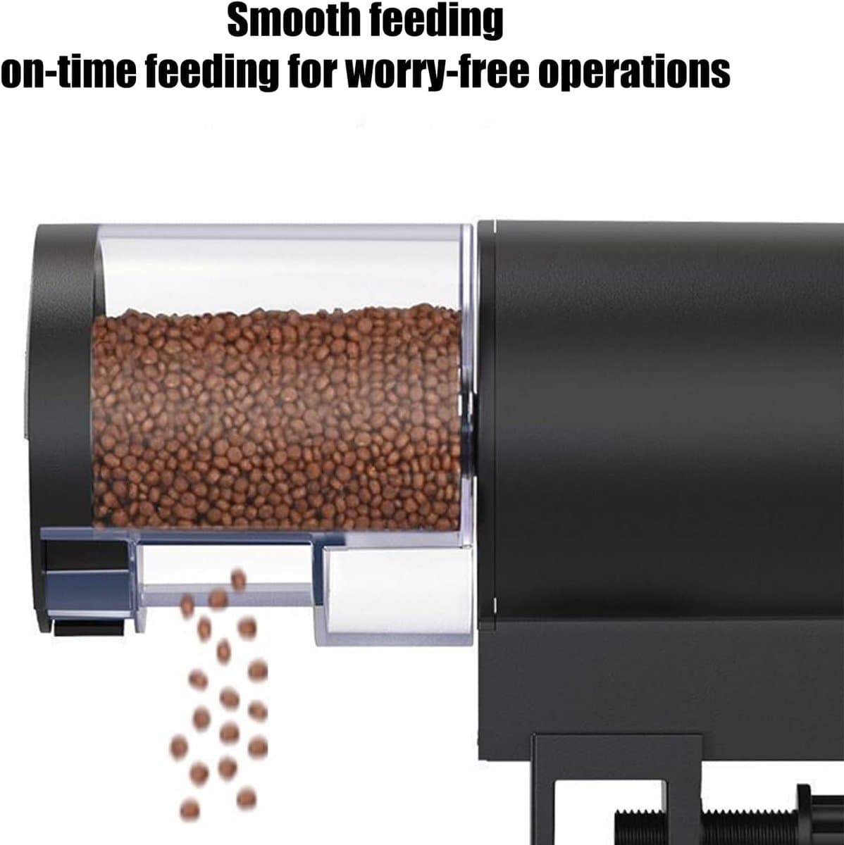 Automatische Voederautomaat Aquarium - Automatische Voederautomaat - Digitale Visvoer Dispenser - met Timer & 360° Rotatie - Vochtbestendige Visvoerautomaat - voor Vakantie - Voor Vlokken, Korrels & Pellets - Klem & Plak Bevestiging - Zwart thumbnail 7
