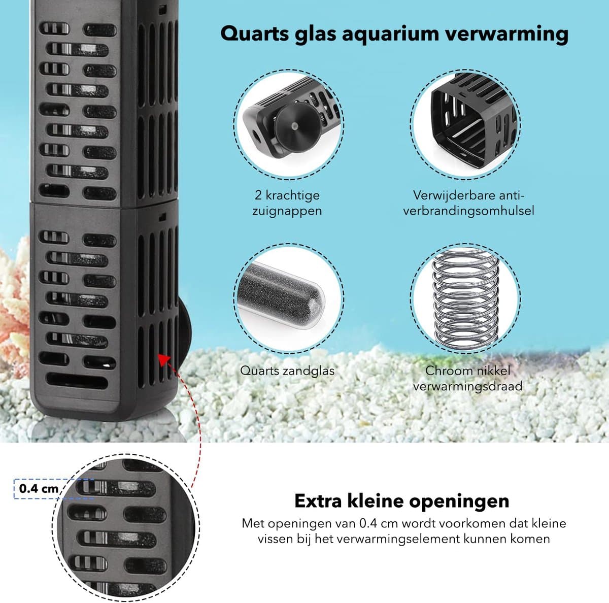 PetFriends Professionele Aquarium verwarming 50W met Slimme Digitale Thermometer - Tot 40 Liter - Oververhittingsbescherming - Heater - Filter thumbnail 4