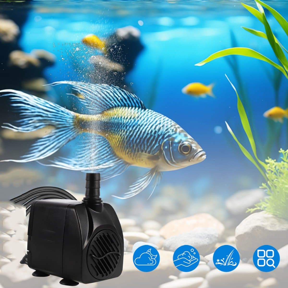 Ultrastille Dompelpomp 840 L/U - 10W Regelbare Doorstroming 2 Sproeikoppen Gereedschaploze Reiniging - Ideaal Voor Hydrocultuur Watervallen En Aquariums thumbnail 13