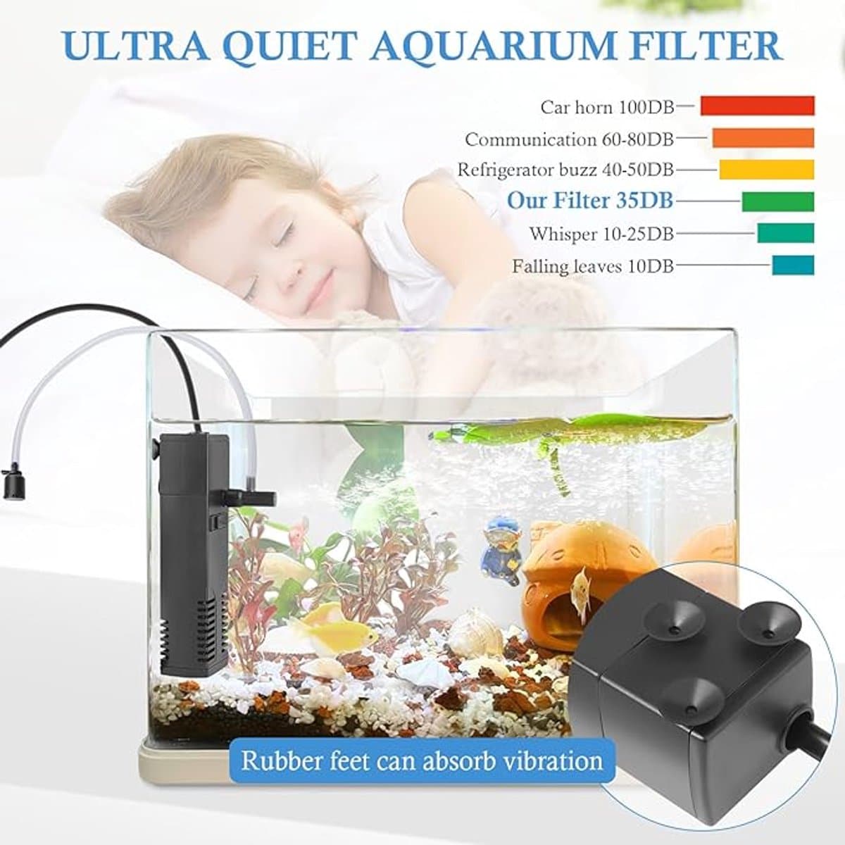 Aquariumfilter - Filterpomp - 300 L/H - Dompelbaar - Filter - Intern Aquariumfilter - Filter Met Pomp - 13.4 X 3.8 X 2.8cm - Aquarium Filter Pomp - Zuurstofpomp Aquarium - Aquarium Pomp Met Filter - Geschikt Voor Aquariums Van 10 Tot 75 Liter - Zwart thumbnail 7
