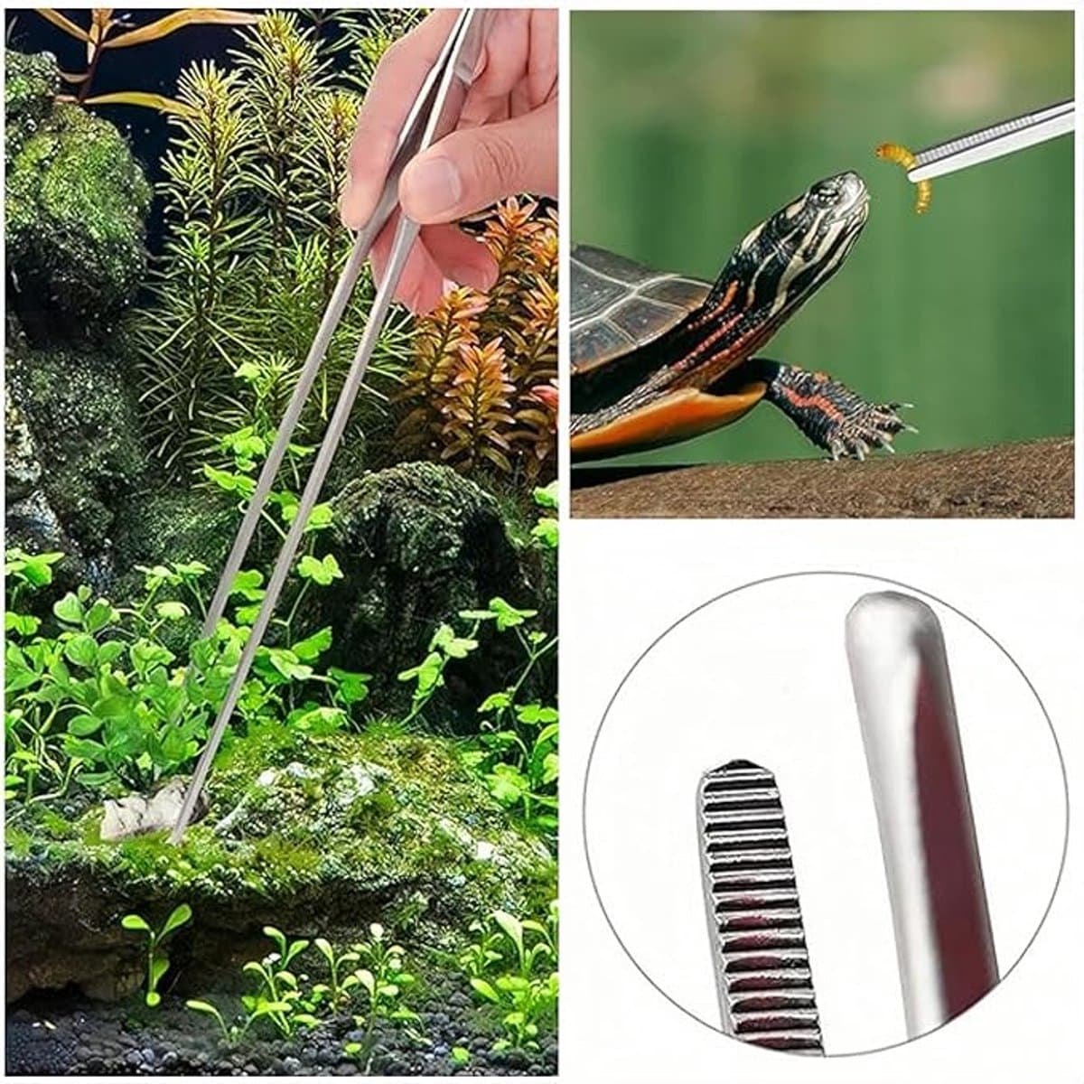 Aquarium Aquascape Gereedschapsset - 4-in-1 - Glaswand Reinige - Algen Aquarium Bestrijden - Aquascape Tool - Inclusief Opbergtas - Aquarium Accessoires - Geschikt Voor Aquascaping - Geschikt Voor Diverse Aquariumplanten, Bodemsubstraten - Zilver thumbnail 3