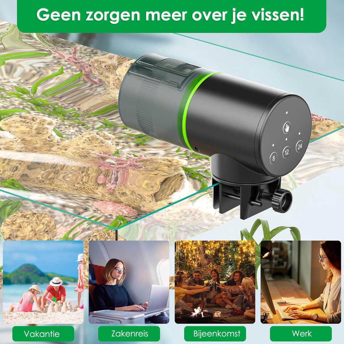 Automatische Voederautomaat met Timerfunctie - 200ml - Geschikt voor Vijver, Vlokken, Korrels en Tetra Visvoer - Visvoer Aquarium thumbnail 5