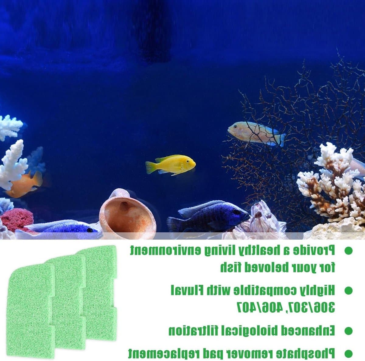 20 Stuks Fosfaat Verwijderingspads voor Aquariumfilters, Vervangingsmedia voor Fluval 306/307/406/407, Effectieve Waterbehandeling en Filtratie thumbnail 4