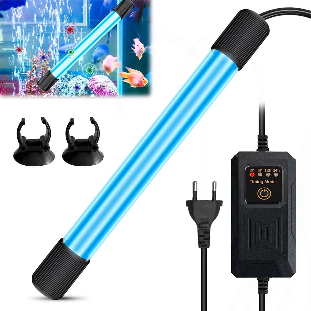 Aquarium Sterilisatorlamp - UV Lamp - Water Reinigen - Met Timerfunctie - 13 Watt - Zwart - afbeelding 1