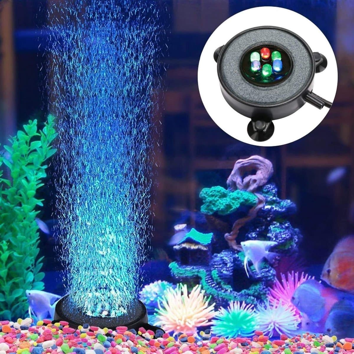 Aquarium decoratie-aquarium decoratie ornamenten-LED Aquarium Vis Tank Gas Steen Licht-IP68 waterdicht-5CM-zwart thumbnail 3