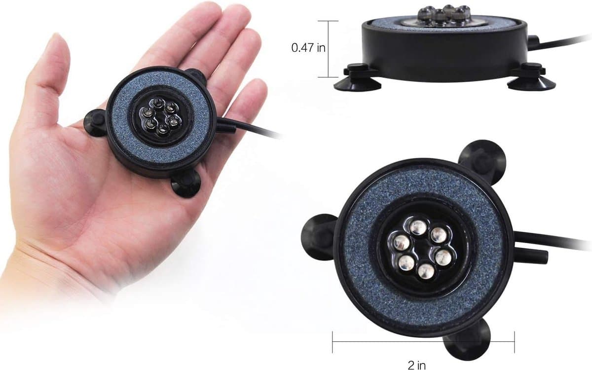 Aquarium decoratie-aquarium decoratie ornamenten-LED Aquarium Vis Tank Gas Steen Licht-IP68 waterdicht-5CM-zwart thumbnail 6