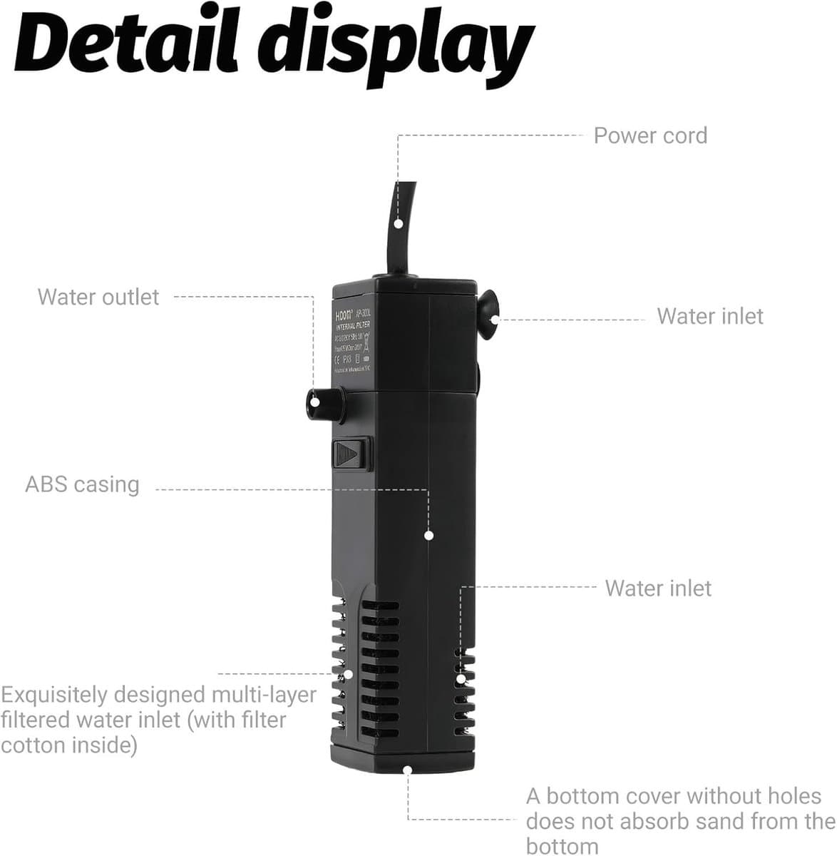 Energiezuinige multifunctionele binnenfilter voor aquaria tot 20 liter, ideaal voor zoet- en zoutwaterplanten en -dieren, optimale ventilatie voor een gezond ecosysteem thumbnail 3
