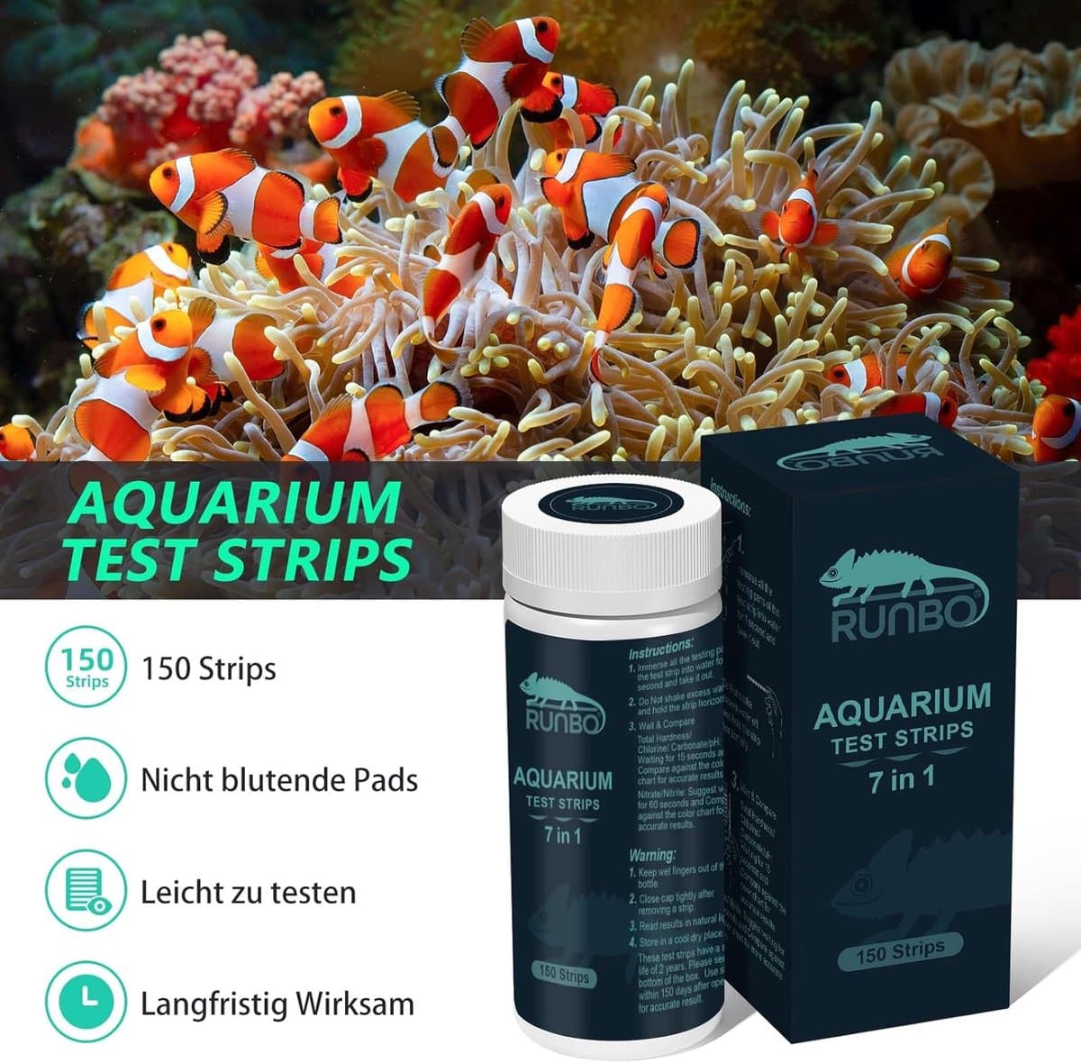 SnelShoppen - 7-in-1 Aquarium Test Strips - 150 Stuks - Waterkwaliteit Testset voor Zoetwater - Nitraat, Nitriet, Hardheid, Alkaliteit, pH, Chloor, Ca thumbnail 3