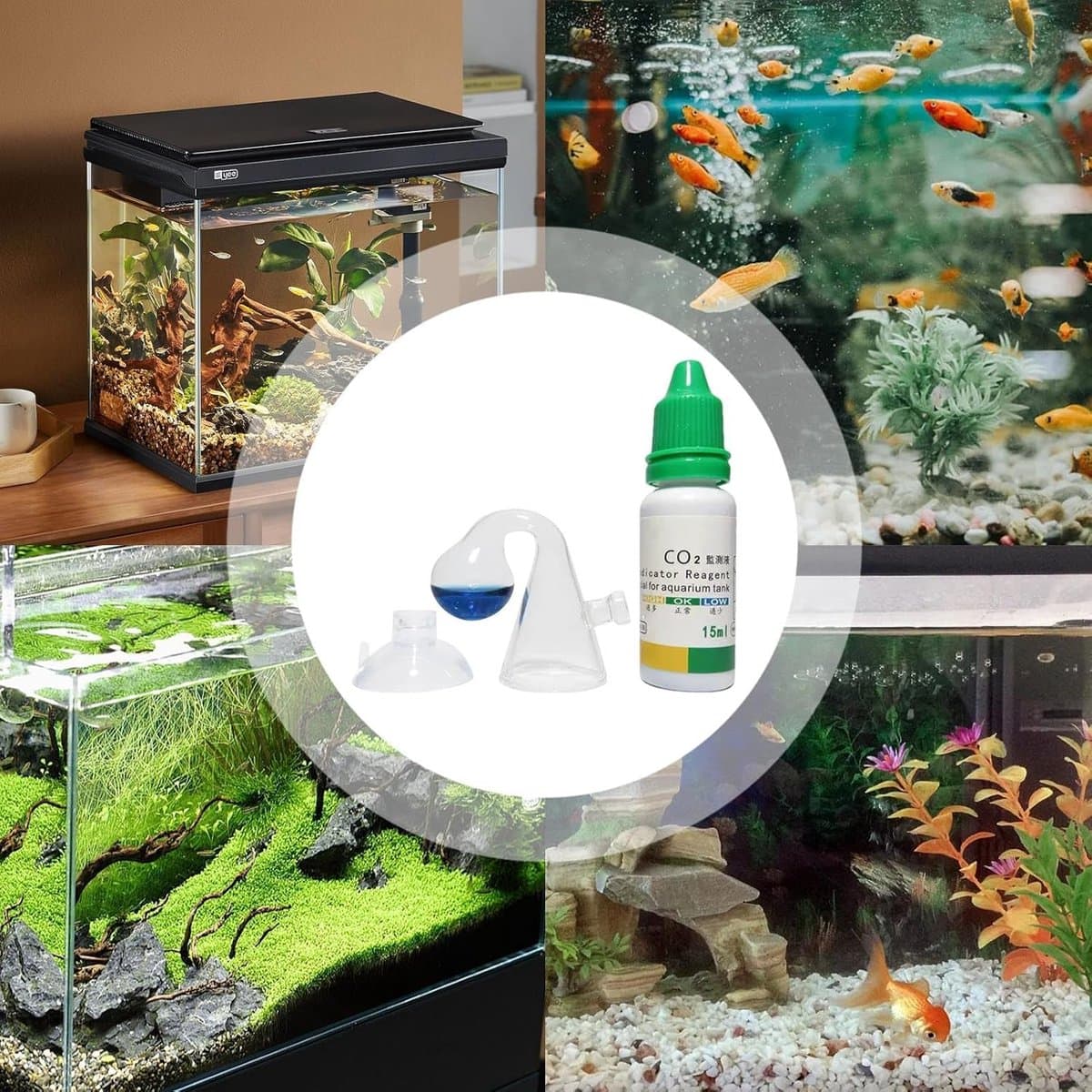 CO2 Testset Aquarium - CO2 Monitor Diffuser - Aquarium Water Kwaliteit - Draagbaar Acryl Ontwerp - 15 ml Oplossing - Groen/Geel thumbnail 5