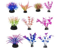 Solud® Aquarium decoratie set paars - Aquarium planten - Aquarium plantjes - Aquarium kunstplanten 10 stuks - 5-12 CM