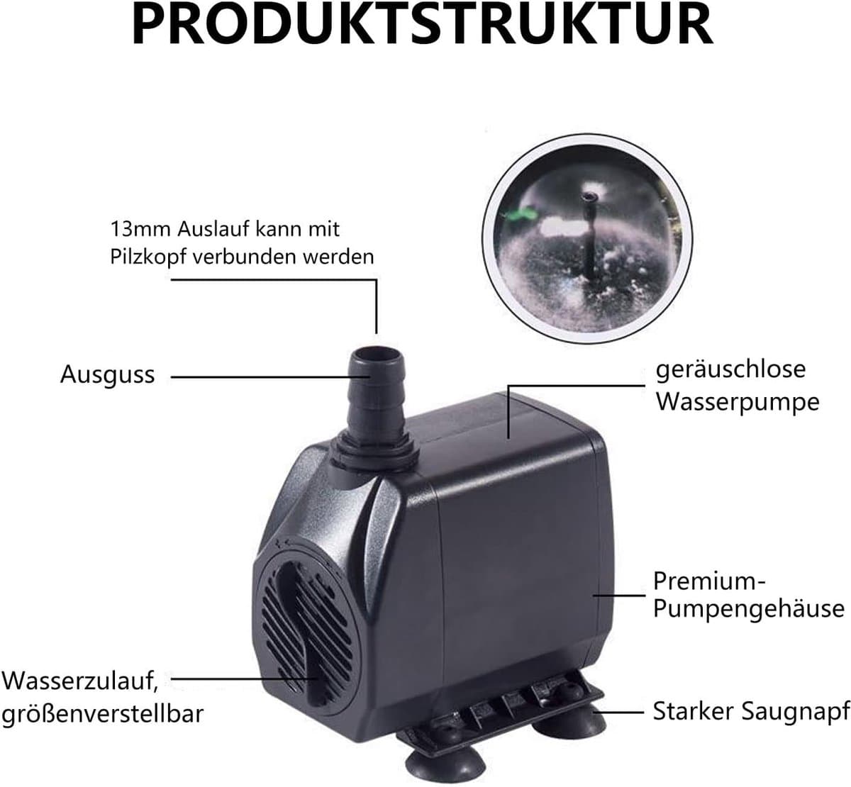 Ultrastille Mini-waterpomp 600 l/h voor Aquaria, Vijvers en Fonteinen thumbnail 15