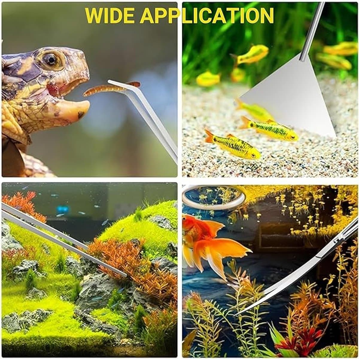 Aquarium Aquascape Gereedschapsset - 4-in-1 - Glaswand Reinige - Algen Aquarium Bestrijden - Aquascape Tool - Inclusief Opbergtas - Aquarium Accessoires - Geschikt Voor Aquascaping - Geschikt Voor Diverse Aquariumplanten, Bodemsubstraten - Zilver thumbnail 6