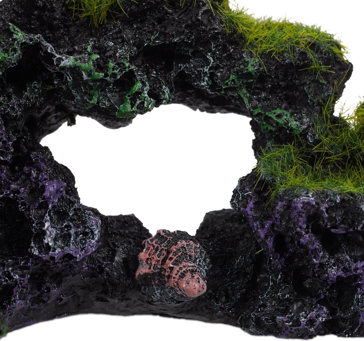 aquarium decoratie rots - natuurlijk - schuilplek - grot - aquarium versiering - 8,5 x 17 cm - zwart-groen thumbnail 6