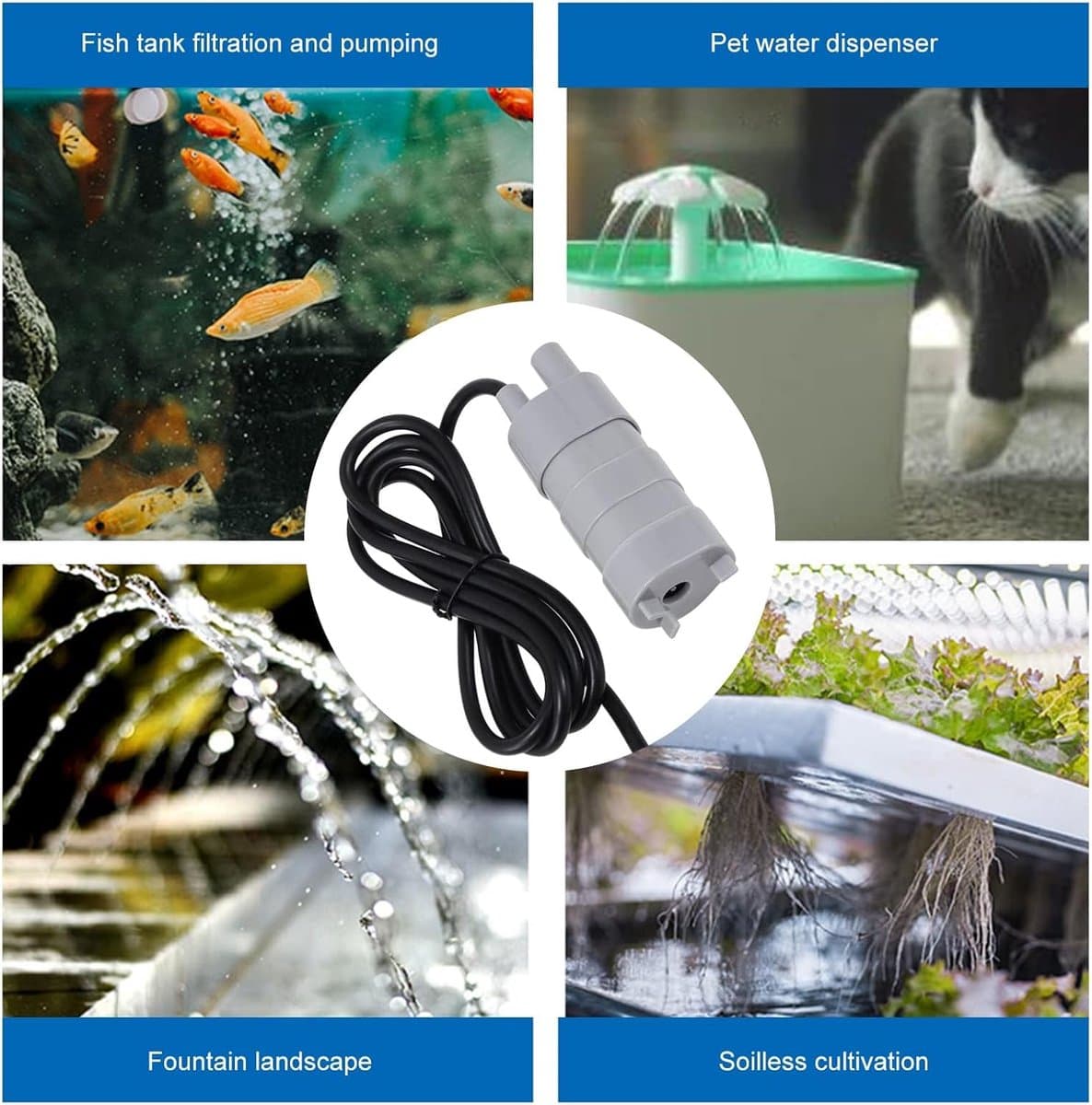Dompelpomp 12volt - Dompelpomp Zwembad - Dompelpomp Vuil Water - 1000L/H - 5m Kop - Laag Geluidsniveau - voor Tuinirrigatie, Vijvers, Aquariums, enz thumbnail 4