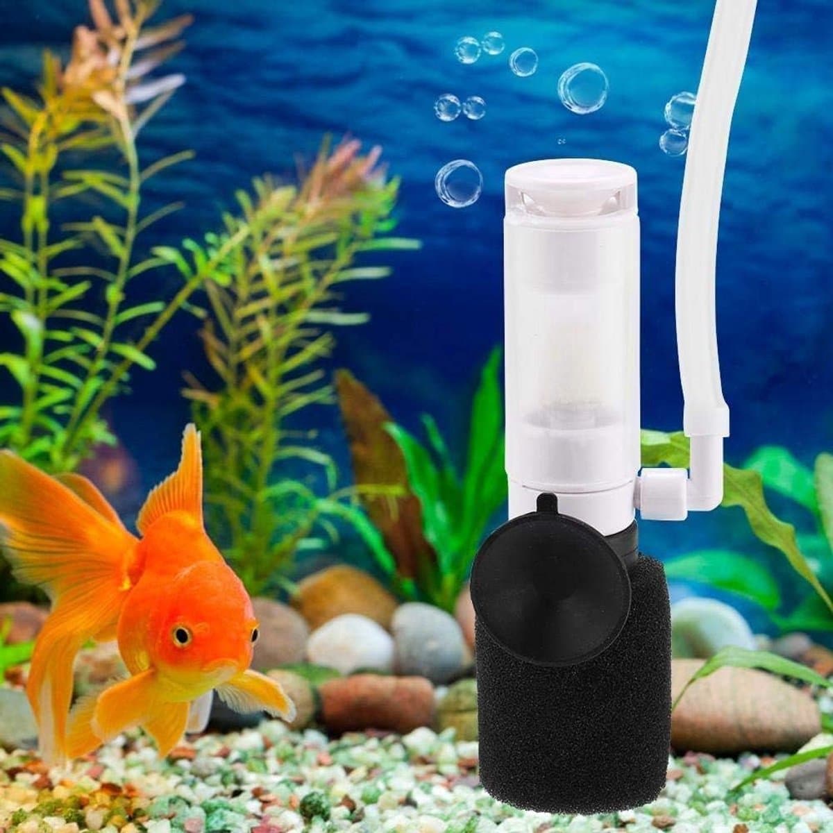 2 stuks zwarte mini-sponsfilter met slang - Ultrastille biologische filter - Drie-laags filtratie - Geschikt voor kleine aquariums - Verbetert de waterkwaliteit - 2*3*10 cm thumbnail 5