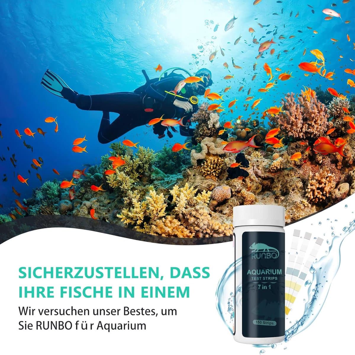 SnelShoppen - 7-in-1 Aquarium Test Strips - 150 Stuks - Waterkwaliteit Testset voor Zoetwater - Nitraat, Nitriet, Hardheid, Alkaliteit, pH, Chloor, Ca thumbnail 6
