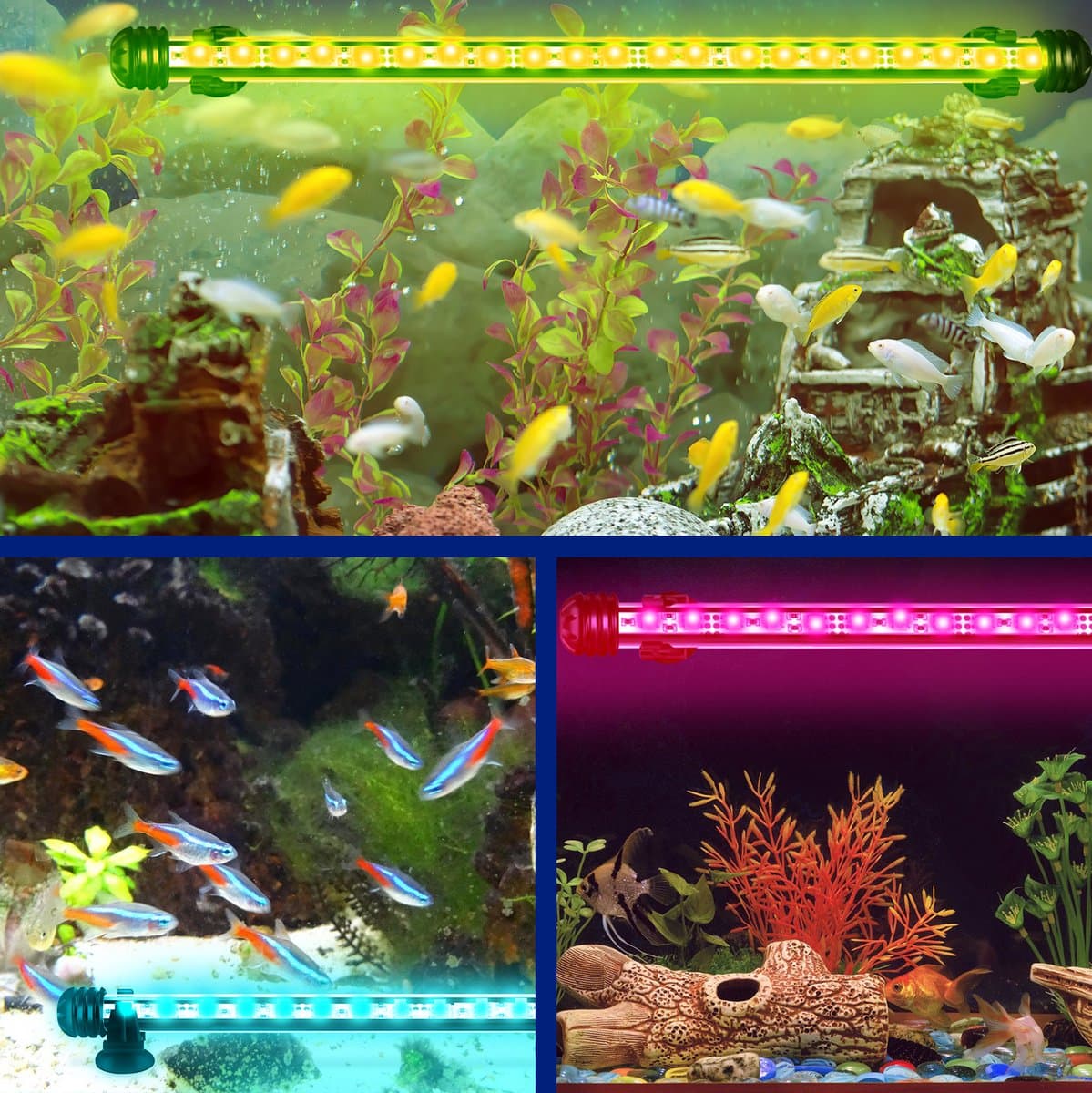 5.4W Aquarium led verlichting RGB-Lengte 48.5cm-Via de afstands bediening kunt u de kleuren instellen-Dimmen van de rgb aquarium verlichting is ook mogelijk-Onderwater ledlamp van 48.5cm-IP67-Timer-functie,Functie voor zonsopgang en zonsondergang thumbnail 4