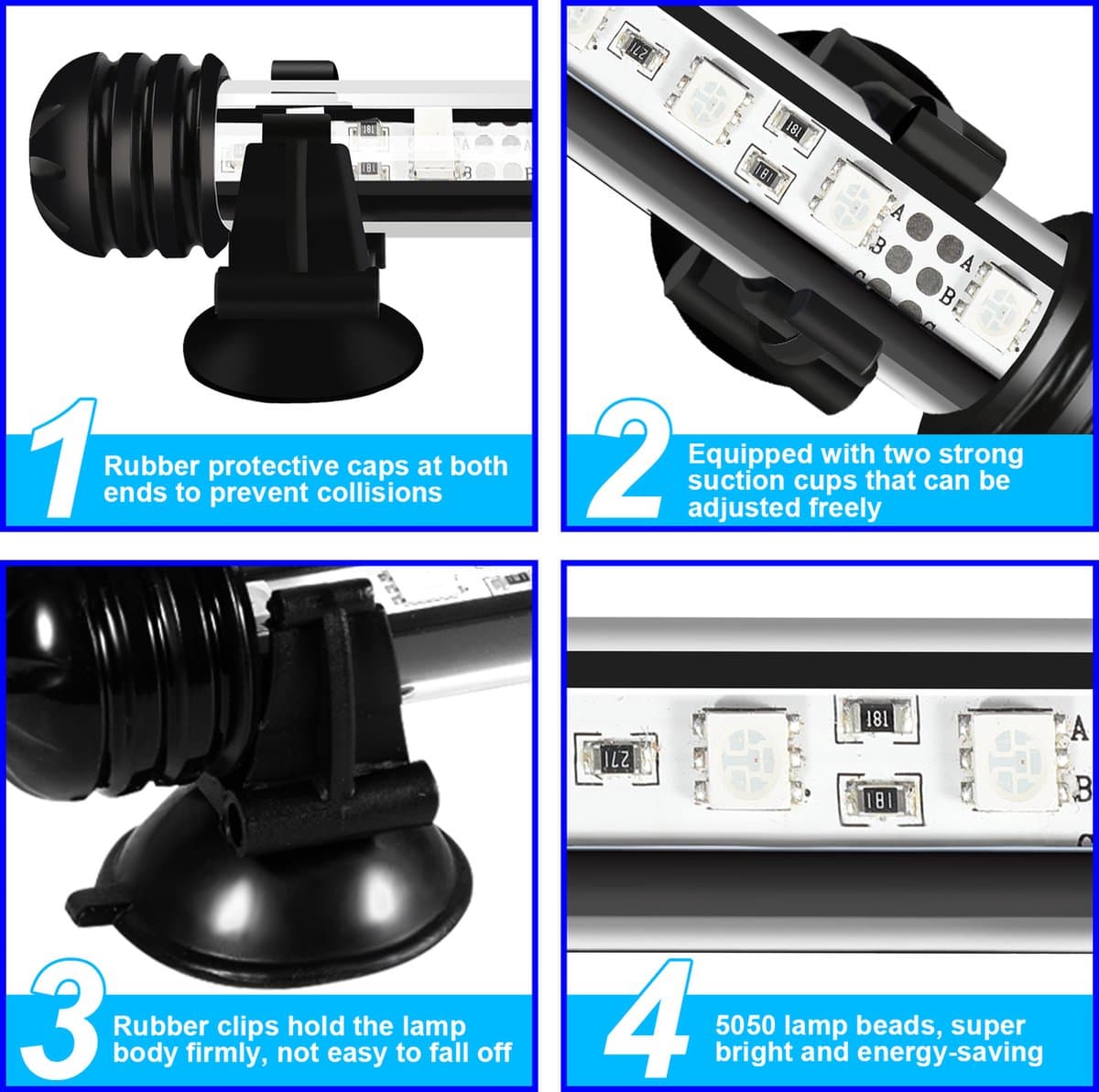5.4W Aquarium led verlichting RGB-Lengte 48.5cm-Via de afstands bediening kunt u de kleuren instellen-Dimmen van de rgb aquarium verlichting is ook mogelijk-Onderwater ledlamp van 48.5cm-IP67-Timer-functie,Functie voor zonsopgang en zonsondergang thumbnail 3