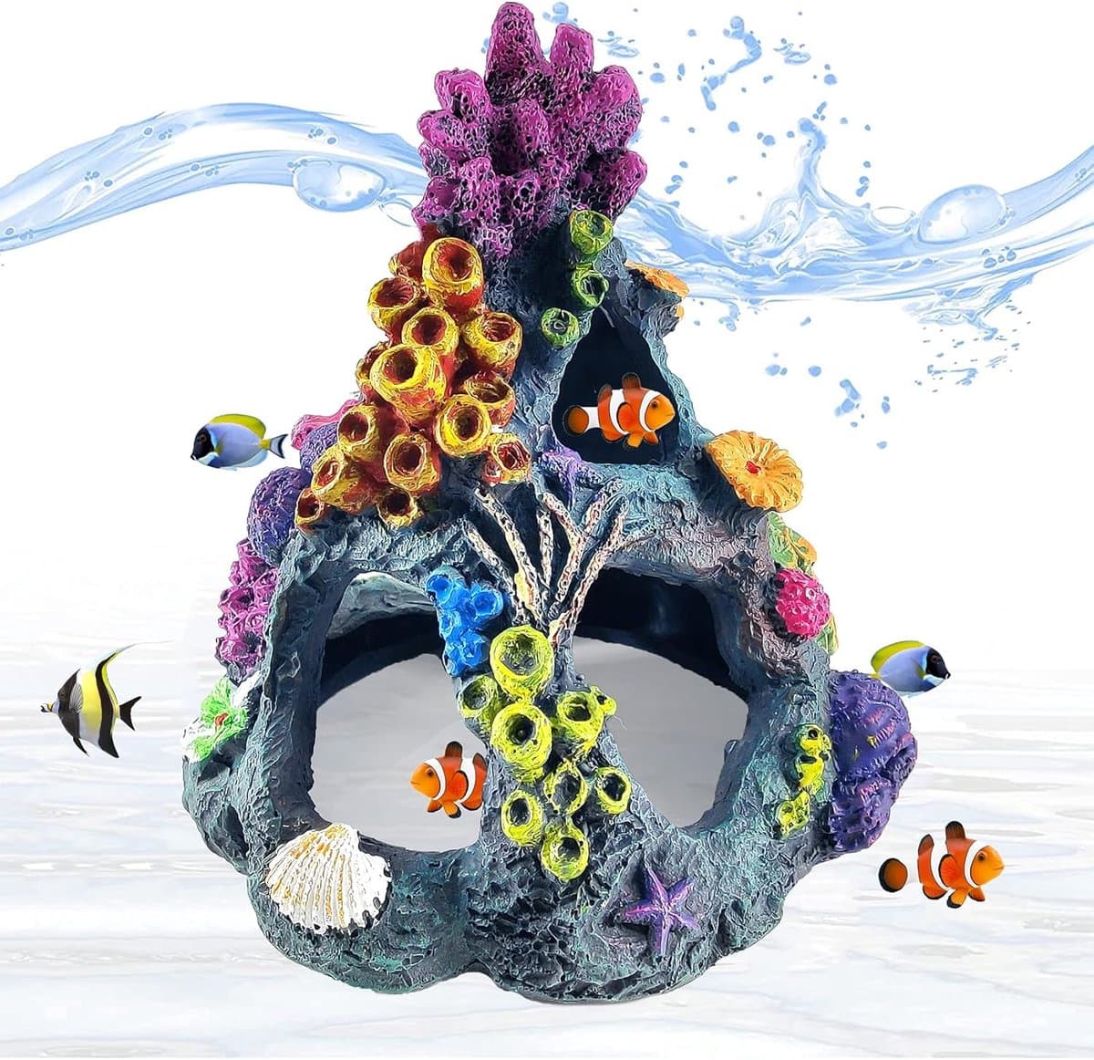 Aquarium Koraal Decoratie - Vis Huisje - Vissen Verrijking - Natuurlijke Hars - 16 x 12 x 12 cm - Kleurrijk thumbnail 13