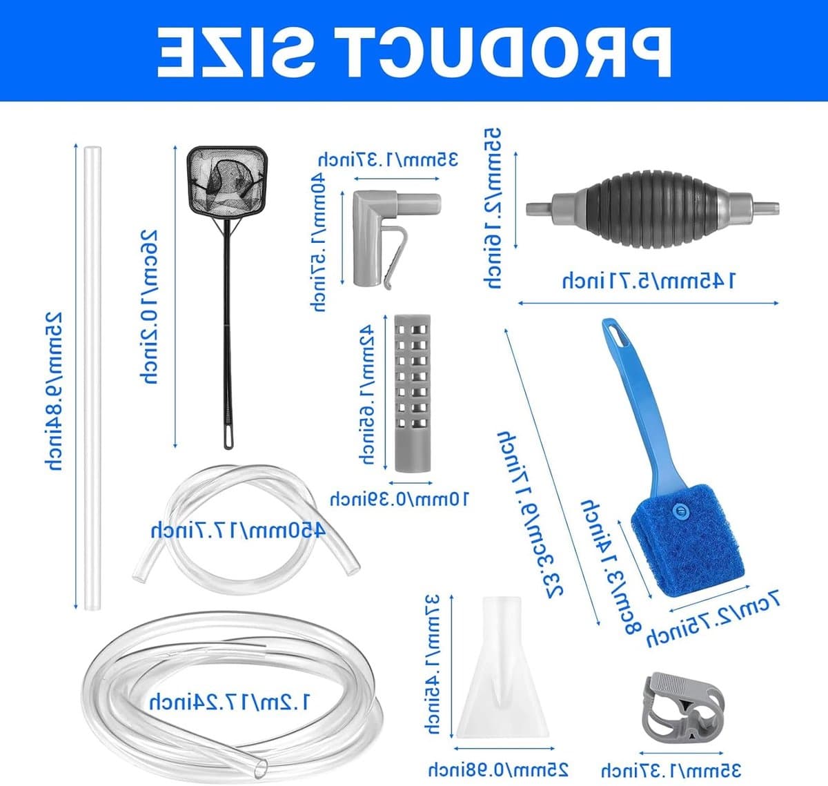 Complete Aquariumreinigingsset met Molmzuiger, Handpomp en Accessoires voor Optimale Waterkwaliteit en Onderhoud thumbnail 3