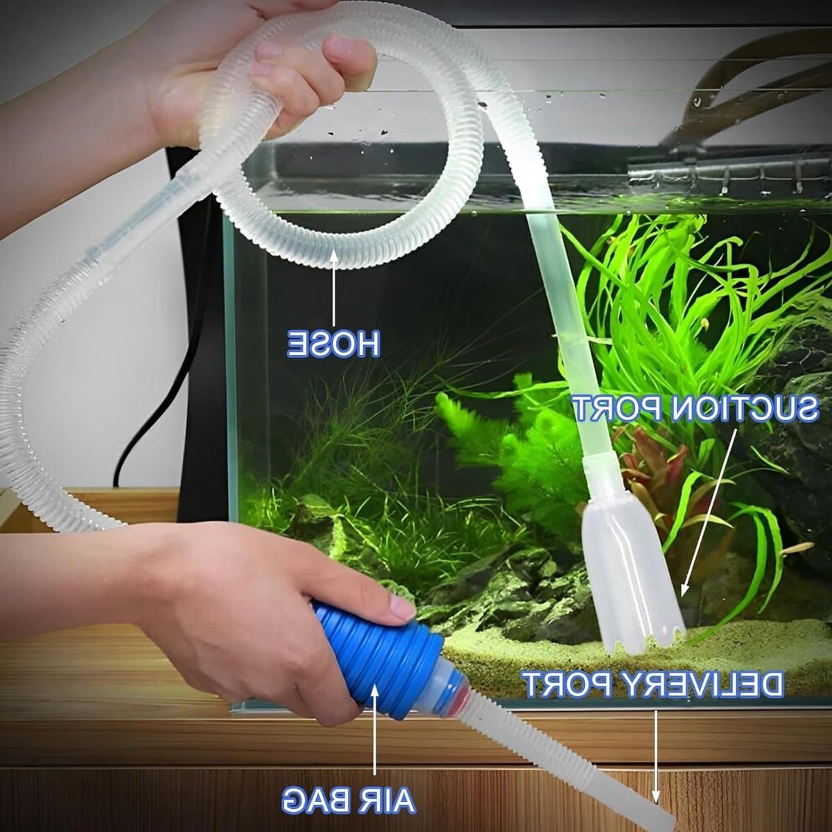 Complete Aquarium Reinigingsset met Vacuüm en Borstel voor Efficiënte Onderhoud van je Aquarium thumbnail 4