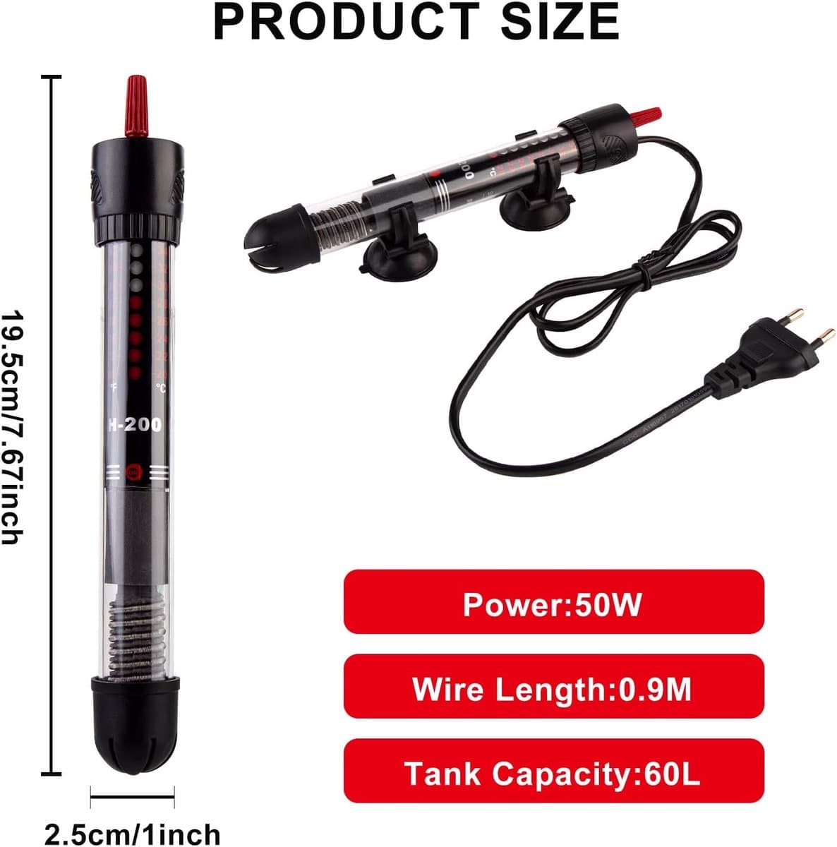 Instelbare Aquariumverwarming met Thermostaat voor Aquariums tot 60L - 50W thumbnail 6