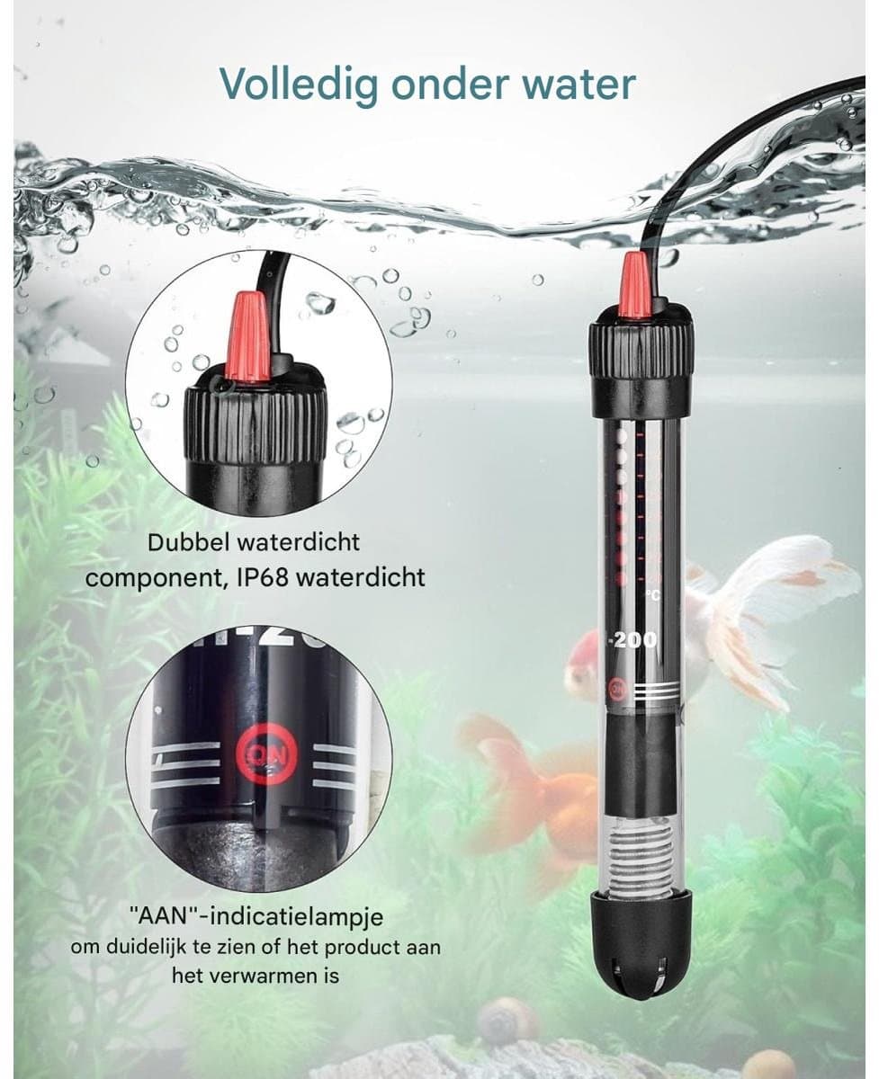 Aquariumverwarmer - Verstelbare 25W aquariumweerstand - Met thermostaat 20-34°C - Geschikt voor aquariums en aquaria thumbnail 3