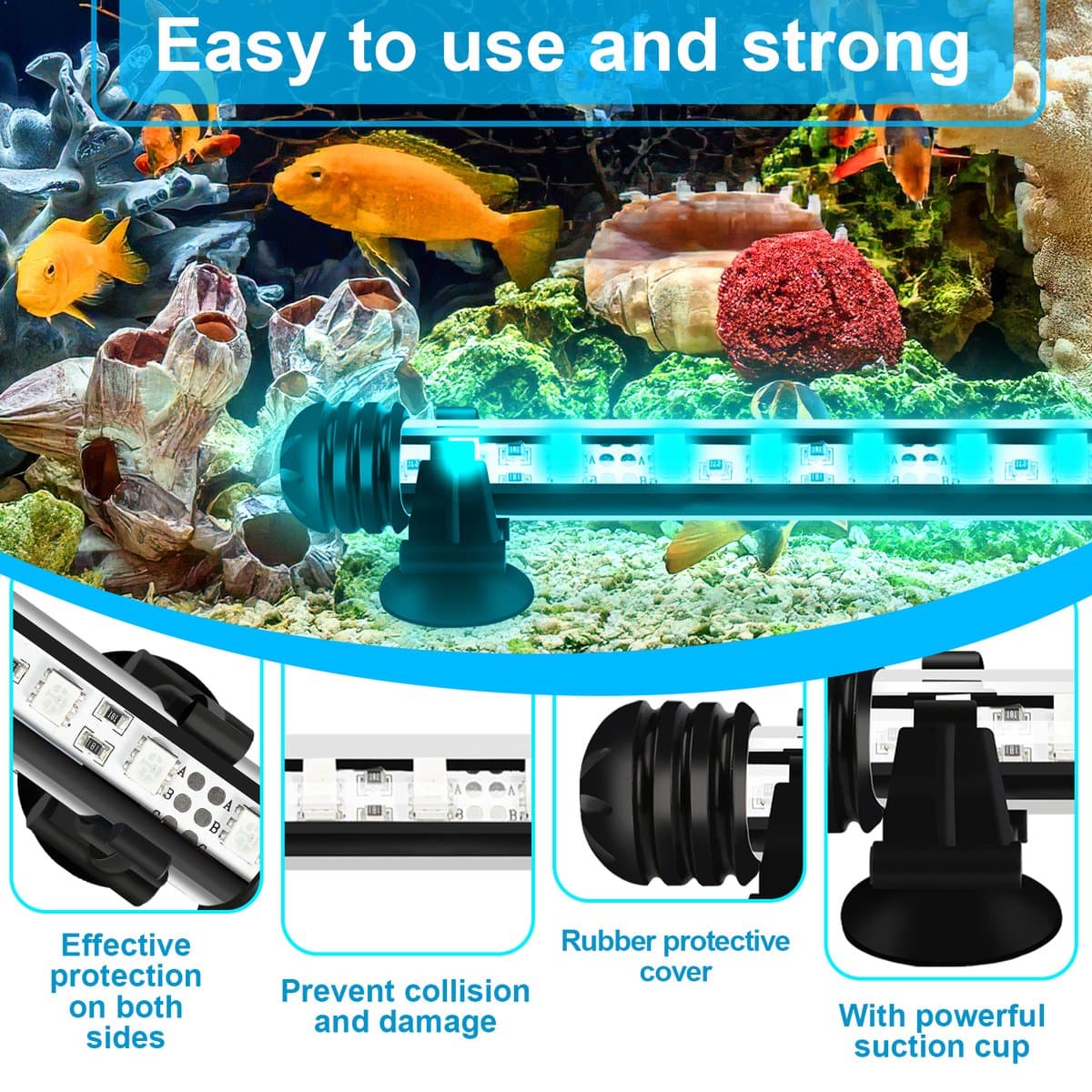 5.4W Aquarium led verlichting RGB-Lengte 48.5cm-Via de afstands bediening kunt u de kleuren instellen-Dimmen van de rgb aquarium verlichting is ook mogelijk-Onderwater ledlamp van 48.5cm-IP67-Timer-functie,Functie voor zonsopgang en zonsondergang thumbnail 8