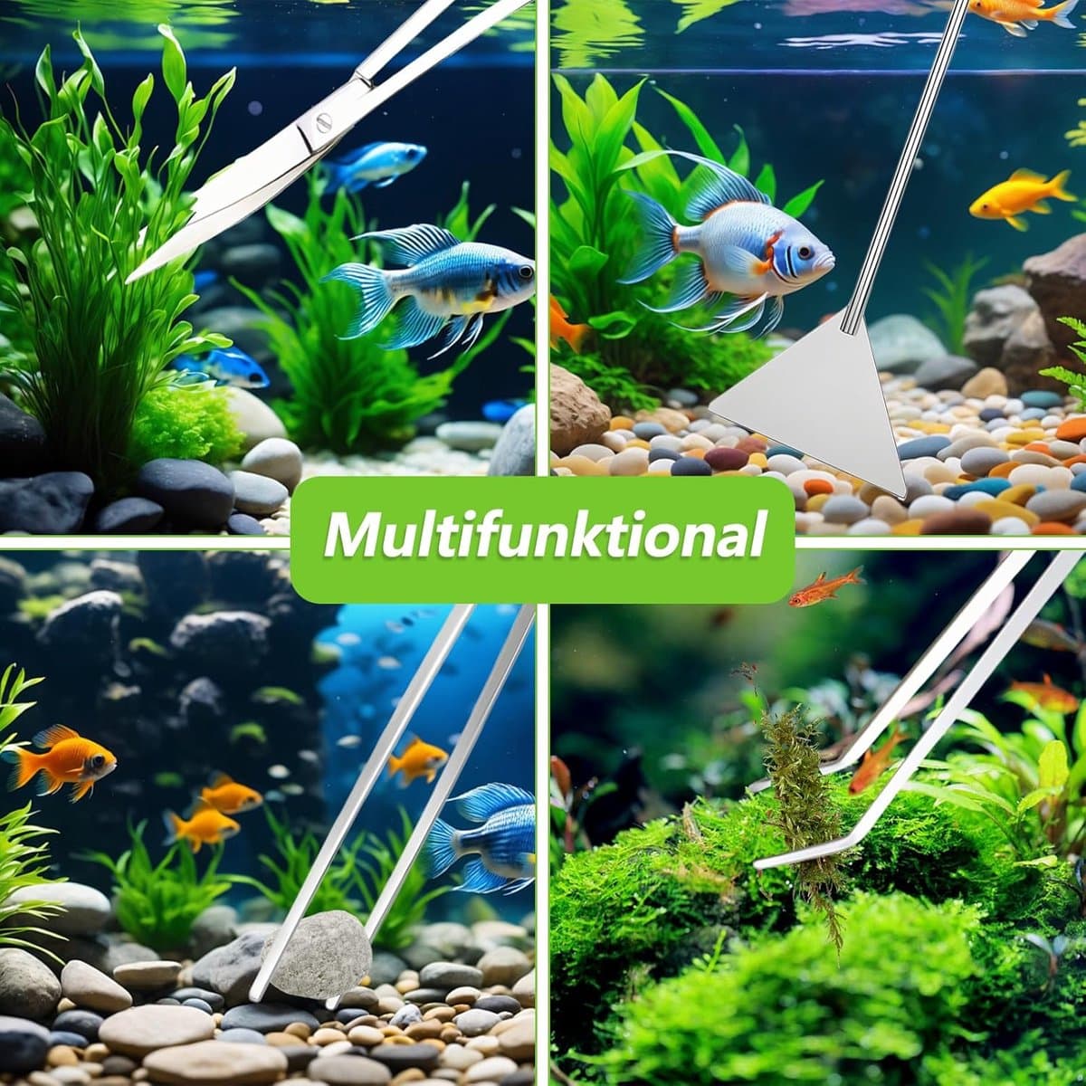 Allecto - Aquarium Aquascaping Tools Set - RVS Schoonmaakset - Voor waterplanten - Set van 4 - Onderhoud aquarium - Ideaal voor aquascaping - Gesch.. thumbnail 16