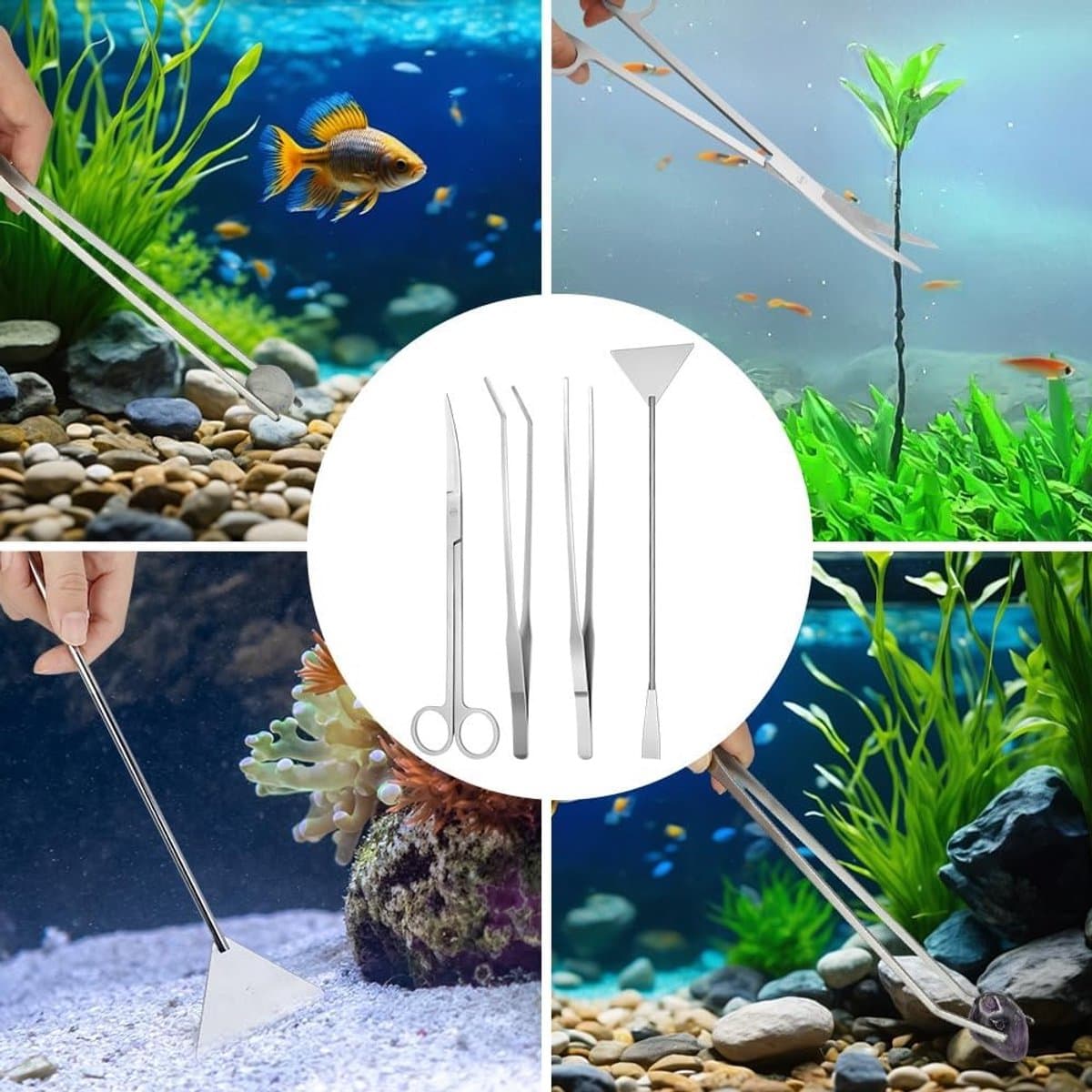 Allecto - Aquarium Aquascaping Tools Set - RVS Schoonmaakset - Voor waterplanten - Set van 4 - Onderhoud aquarium - Ideaal voor aquascaping - Gesch.. thumbnail 20
