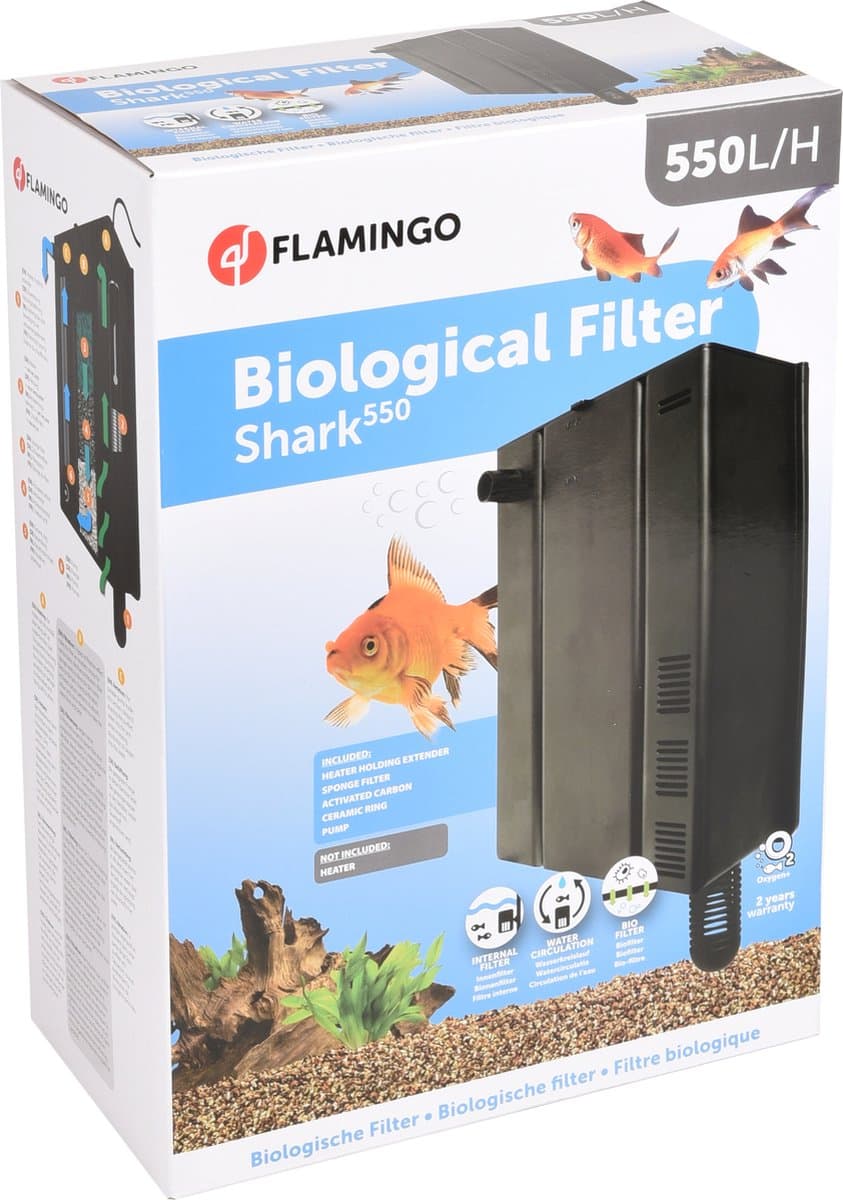 Filter aquarium - Flamingo Shark 550 - L - zwart - biologisch 3-in-1 - 550 L/u - 10W - 100 tot 200 liter thumbnail 3