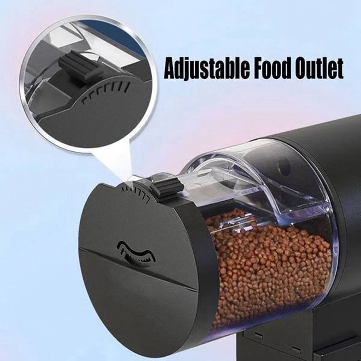 Automatische Voederautomaat voor Aquarium -Vochtbestendige Visvoerautomaat - voor Vakantie - Voor Vlokken, Korrels & Pellets - Klem & Plak Bevestiging - 100ML-Zwart thumbnail 6