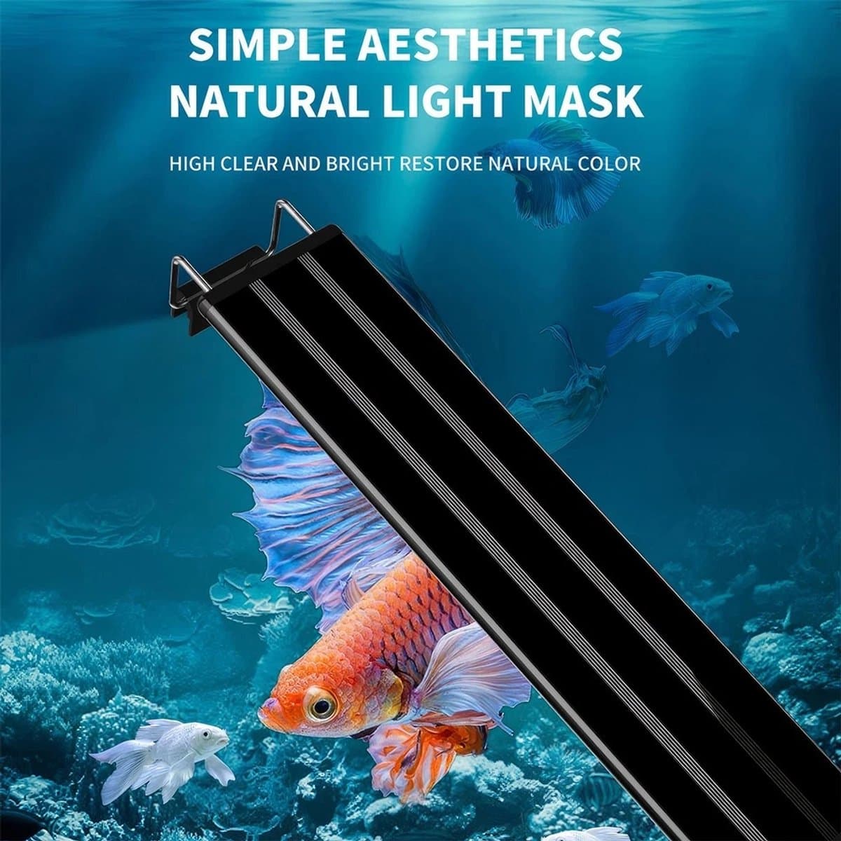 LED Aquariumverlichting 58 cm - Aquariumlamp Volledig Spectrum - Meerdere Kleurmodi - Dubbele Beugel - Zwarte Matte Afwerking - Voor Aquariumplanten, Zoetwater, Zoutwater, Aquascape en Zeeaquarium thumbnail 9
