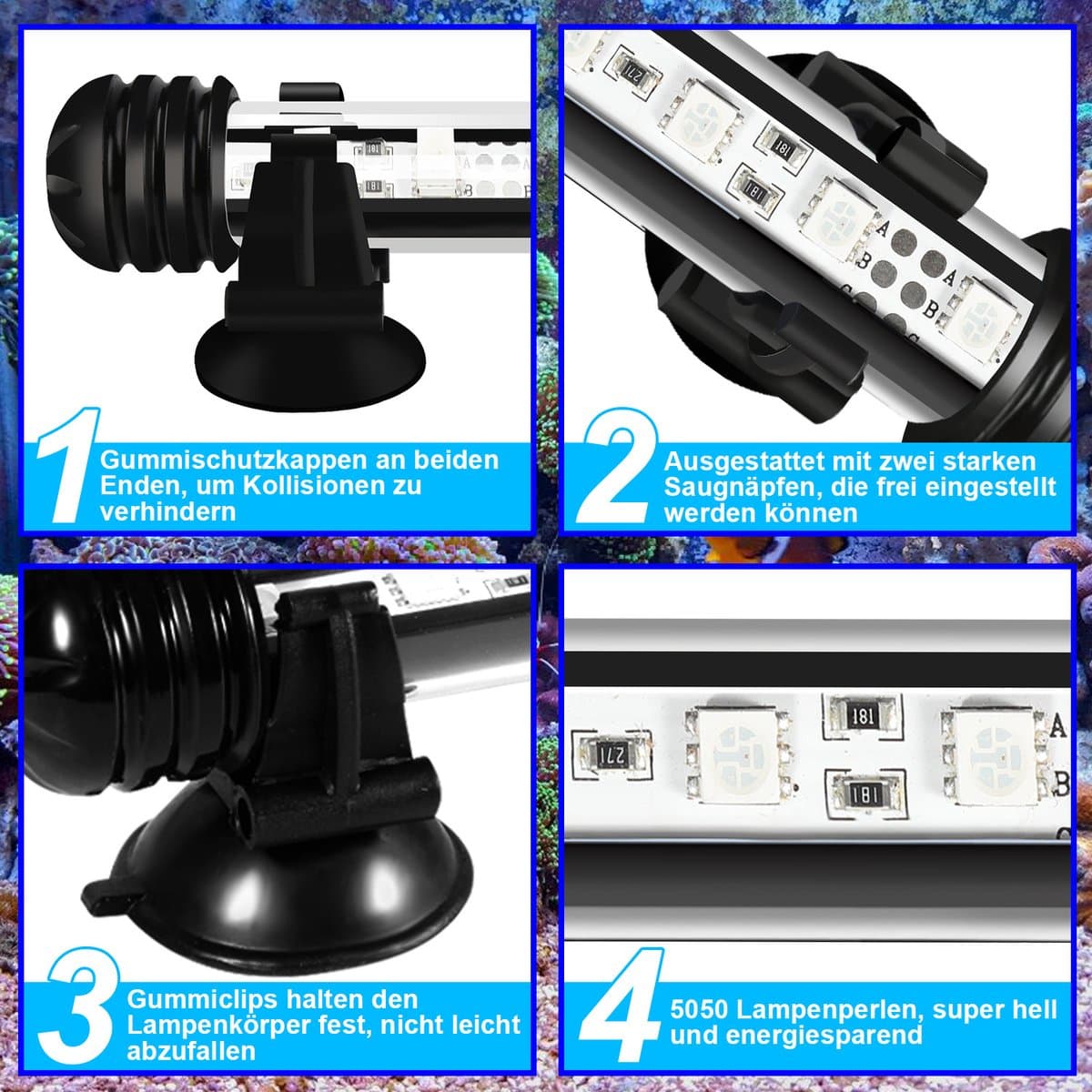 Waterdichte RGB LED duiklamp aquarium 5,4W met timer thumbnail 4