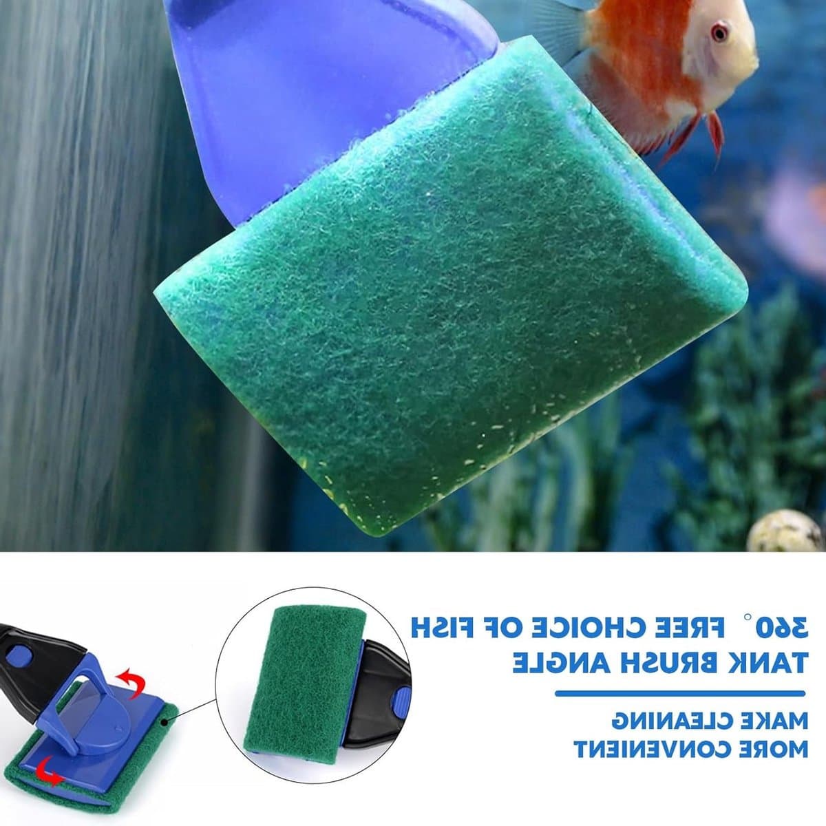 Complete 5-in-1 Aquarium Reinigingsset met Algen Schraper, Borstel, Grind Hark, Plantenvork en Vissen Net voor Efficiënte Onderwater Onderhoud en Schoonmaak thumbnail 5