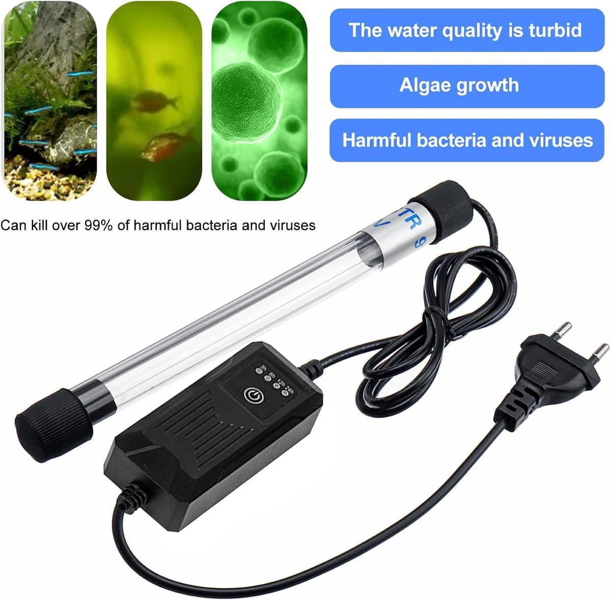 Aquarium Sterilisatorlamp - UV Lamp - Water Reinigen - Met Timerfunctie - 13 Watt - Zwart thumbnail 4