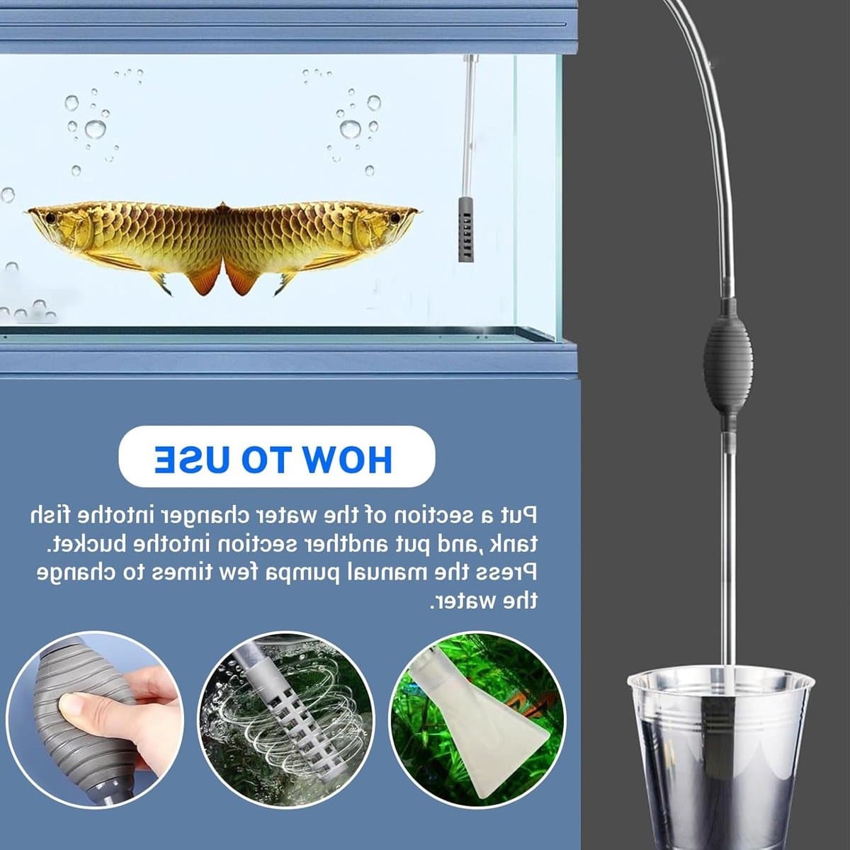 Complete Aquariumreinigingsset met Molmzuiger, Handpomp en Accessoires voor Optimale Waterkwaliteit en Onderhoud thumbnail 5
