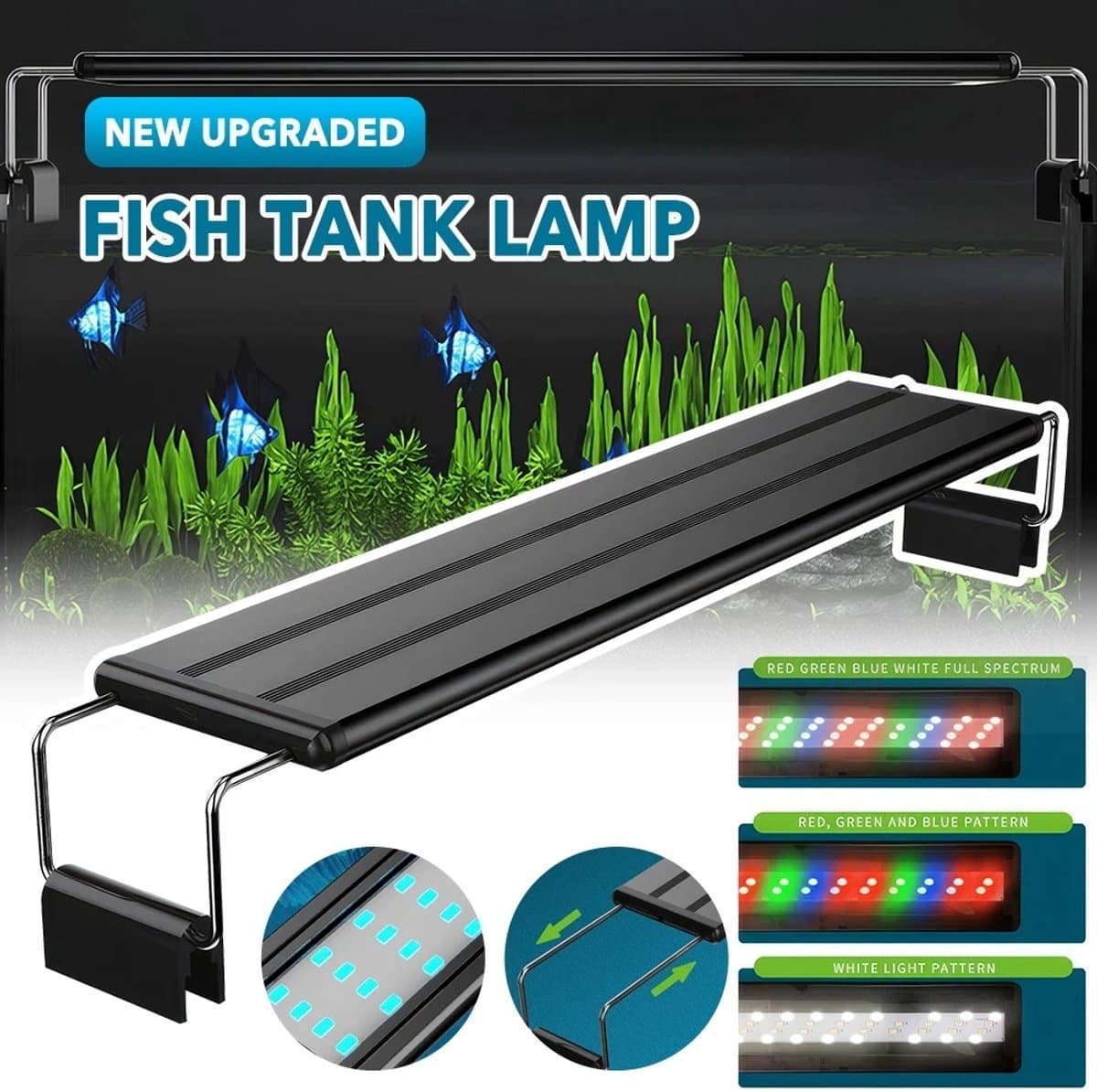 LED Aquariumverlichting 58 cm - Aquariumlamp Volledig Spectrum - Meerdere Kleurmodi - Dubbele Beugel - Zwarte Matte Afwerking - Voor Aquariumplanten, Zoetwater, Zoutwater, Aquascape en Zeeaquarium thumbnail 3