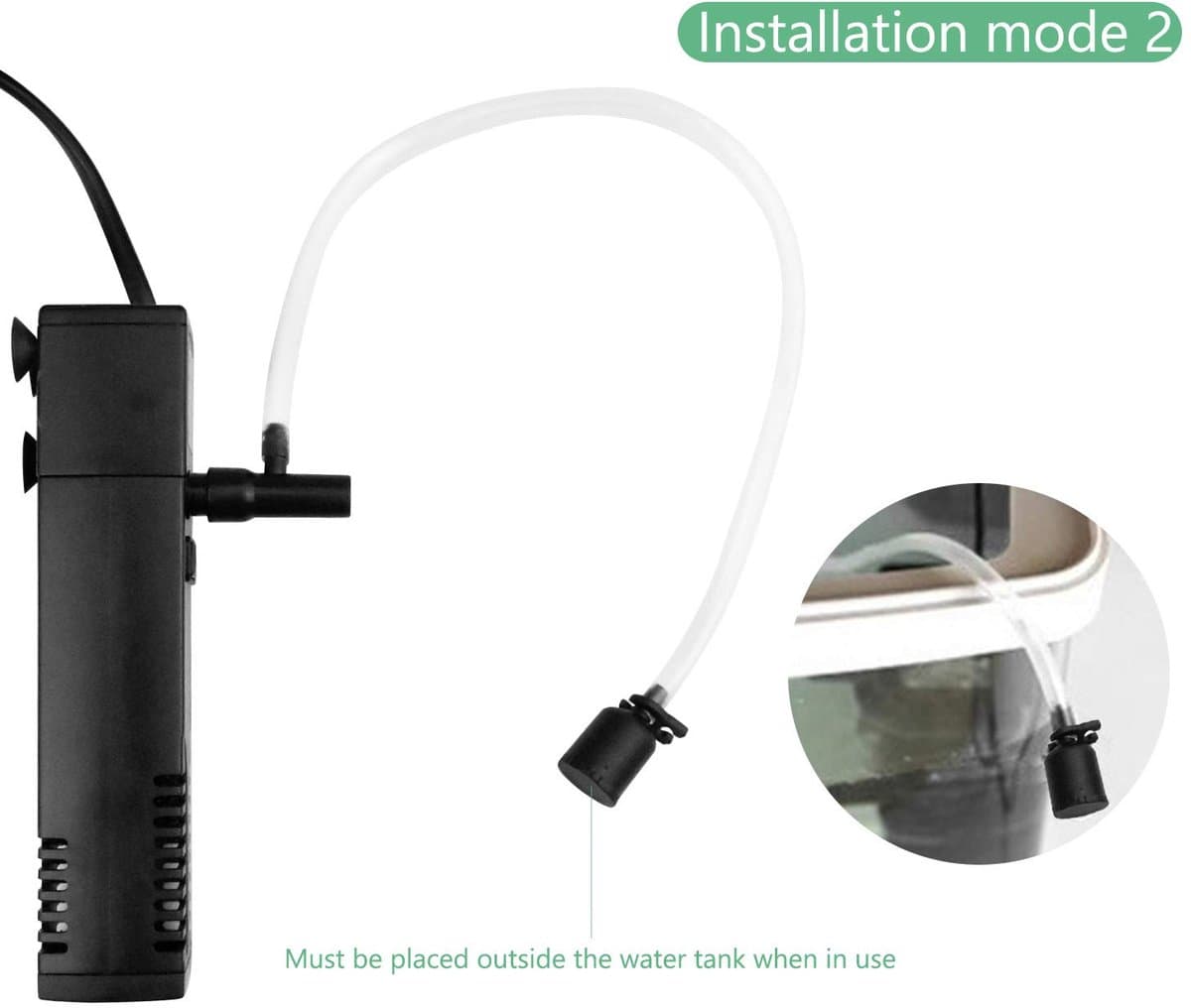 carmderin - Aquarium Binnenfilter - Voor 20-60 L - 3W/4W - Instelbare Pomp - Inclusief Filterspons - Interne Filter voor Aquarium thumbnail 6