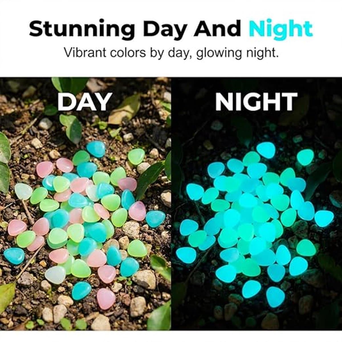 600 Stuks Glow in the Dark Stenen - Tuin & Aquarium Lichtgevende Stenen - Glow in De Dark Grindkorrels - Aquarium Steentjes - Decoratieve Stenen - Geschikt Voor Tuininrichting, Aquaria En De Decoratie Van Visbakken - Multicolor thumbnail 6