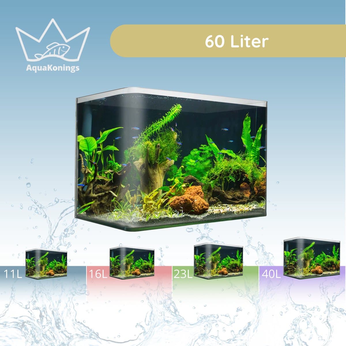 AquaKonings – Aquarium – Aquarium met afgeronde hoeken - Aquariumkit 60x30x36 64L thumbnail 7