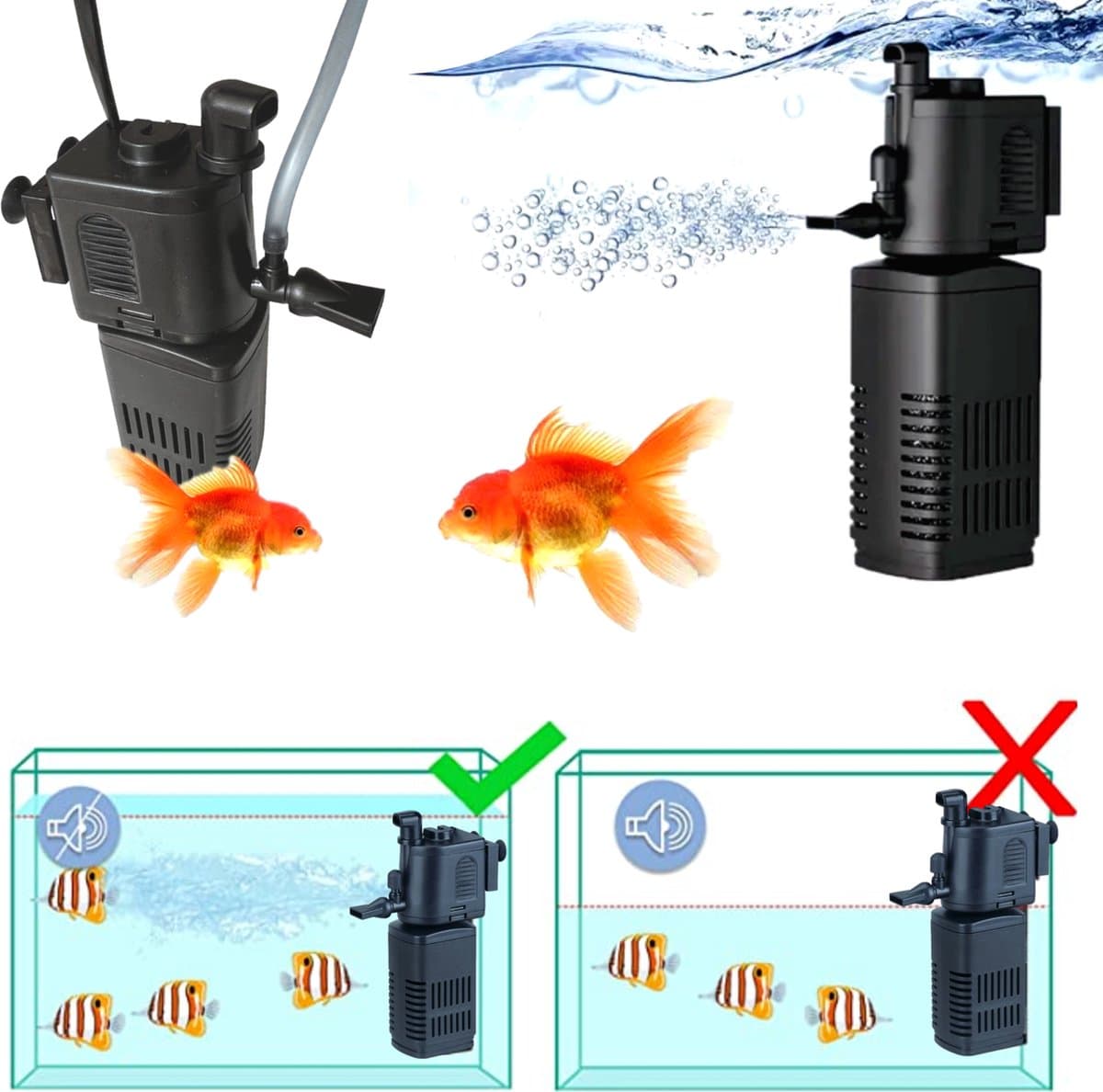 Aquarium Filter Pomp - Wasbaar Filter - 230V - 500L/h - Aquariumfilter voor Zuurstof en Filtratie thumbnail 4