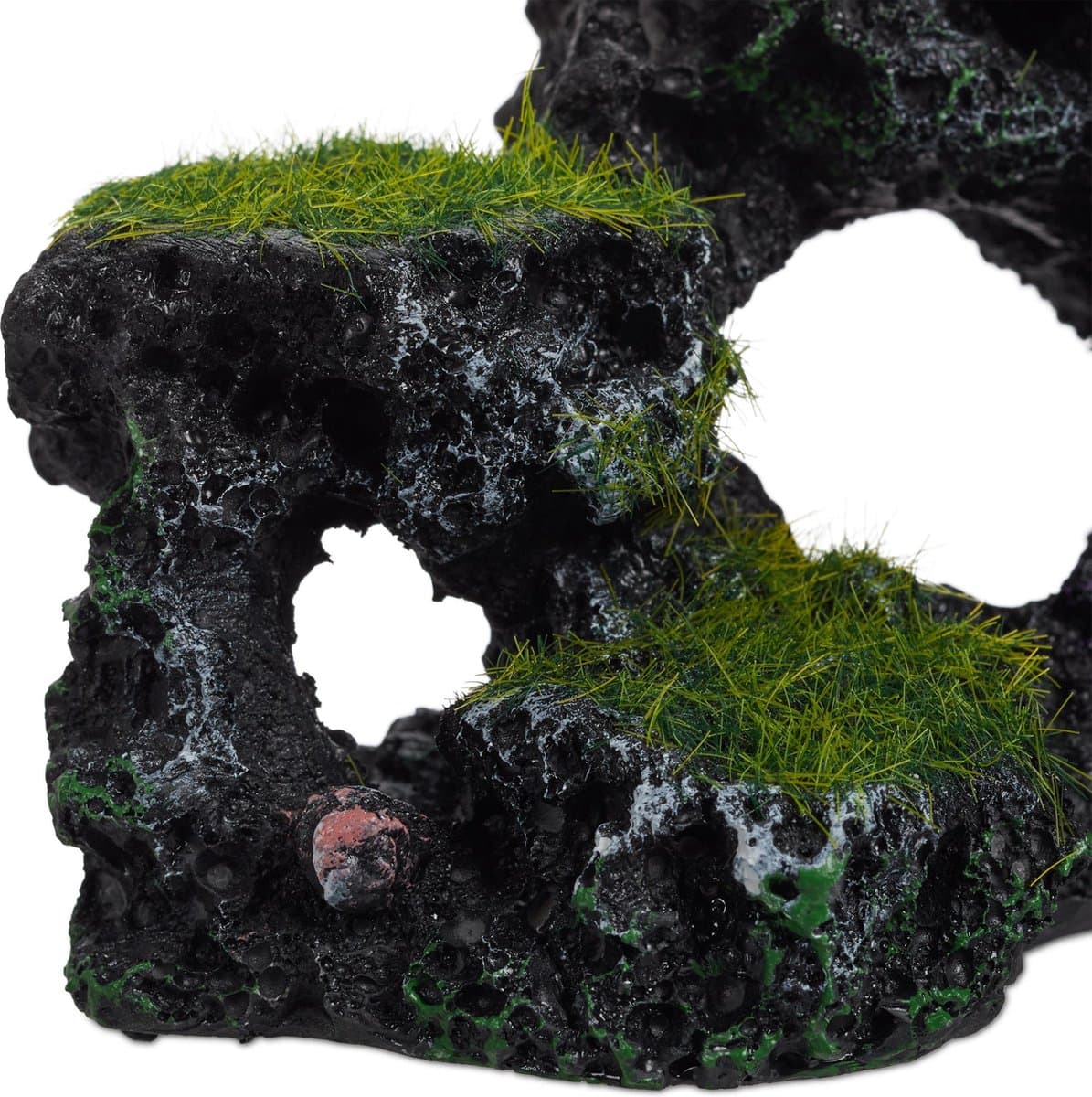 aquarium decoratie rots - natuurlijk - schuilplek - grot - aquarium versiering - 8,5 x 17 cm - zwart-groen thumbnail 7