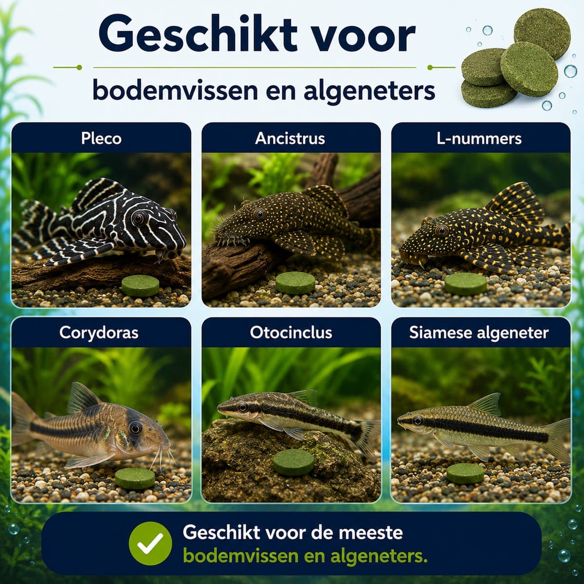 Aqua-Loui® - Spirulina Tabletten (Wafers) - Visvoer voor Pleco's, Bodemvissen en Algeneters - Tropisch Aquariumvoer - Rijk aan Spirulina, Vitamines & Mineralen - 500 ml thumbnail 6