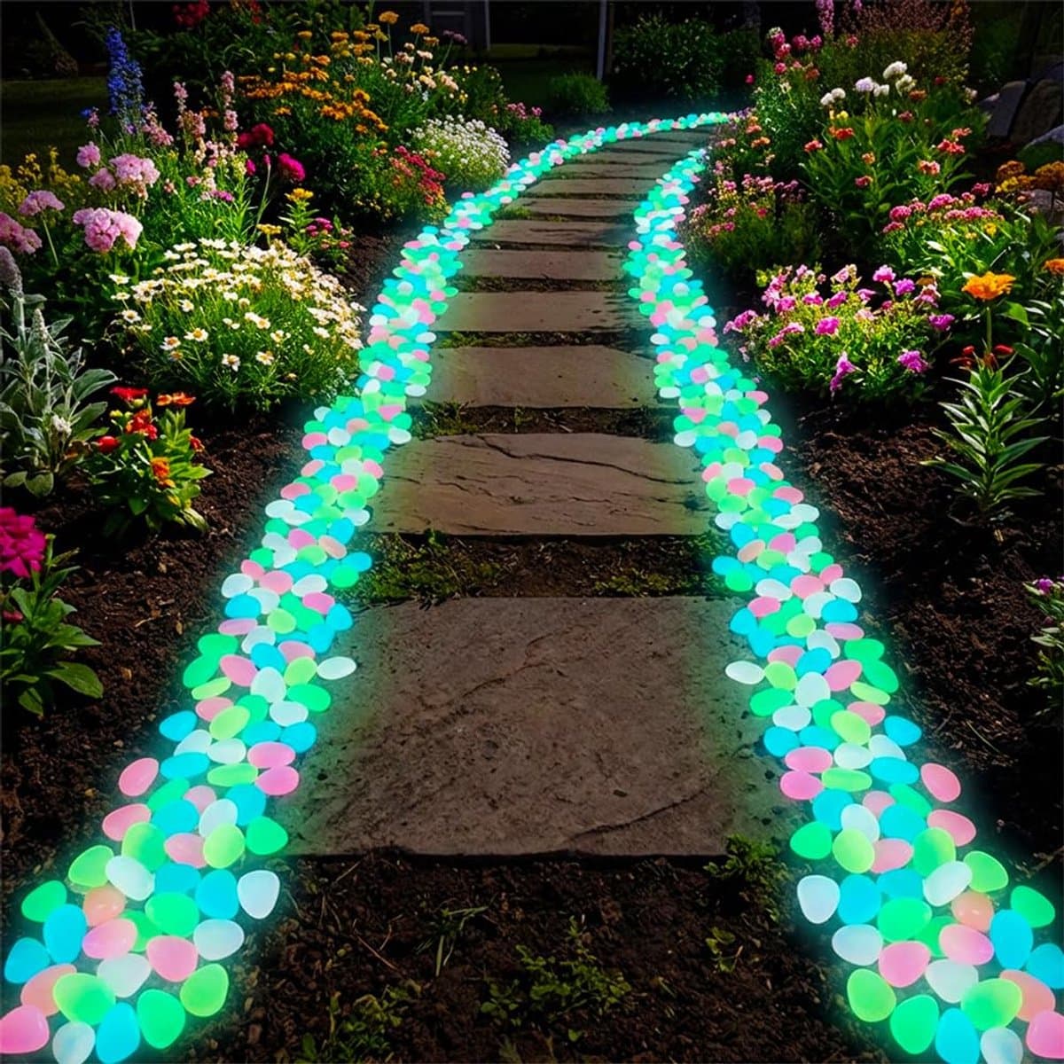 600 Stuks Glow in the Dark Stenen - Tuin & Aquarium Lichtgevende Stenen - Glow in De Dark Grindkorrels - Aquarium Steentjes - Decoratieve Stenen - Geschikt Voor Tuininrichting, Aquaria En De Decoratie Van Visbakken - Multicolor thumbnail 4