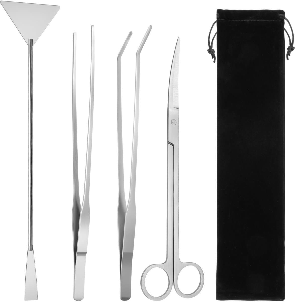 Allecto - Aquarium Aquascaping Tools Set - RVS Schoonmaakset - Voor waterplanten - Set van 4 - Onderhoud aquarium - Ideaal voor aquascaping - Gesch..